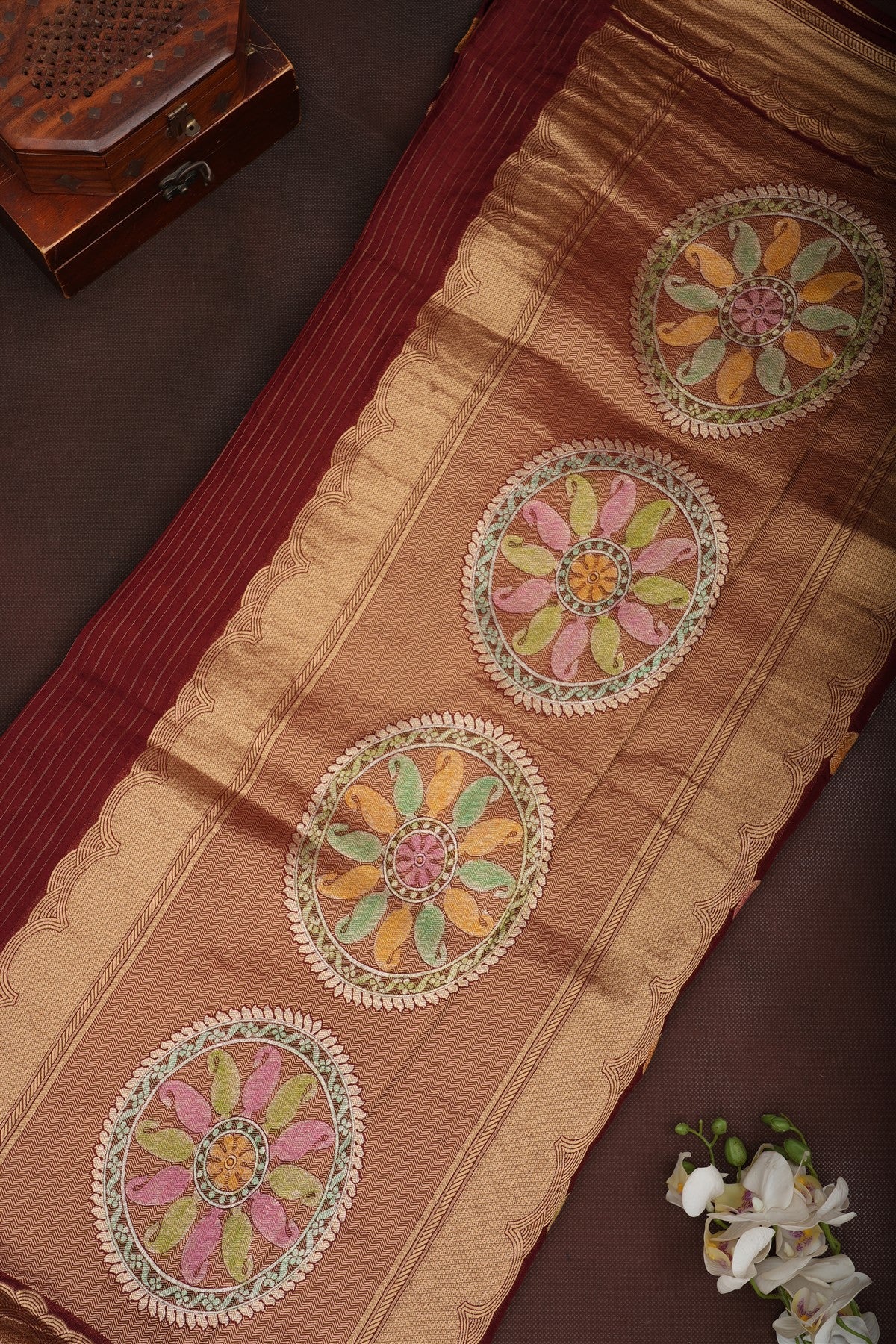 Banarasi Banaras Silk Dark Maroon Saree