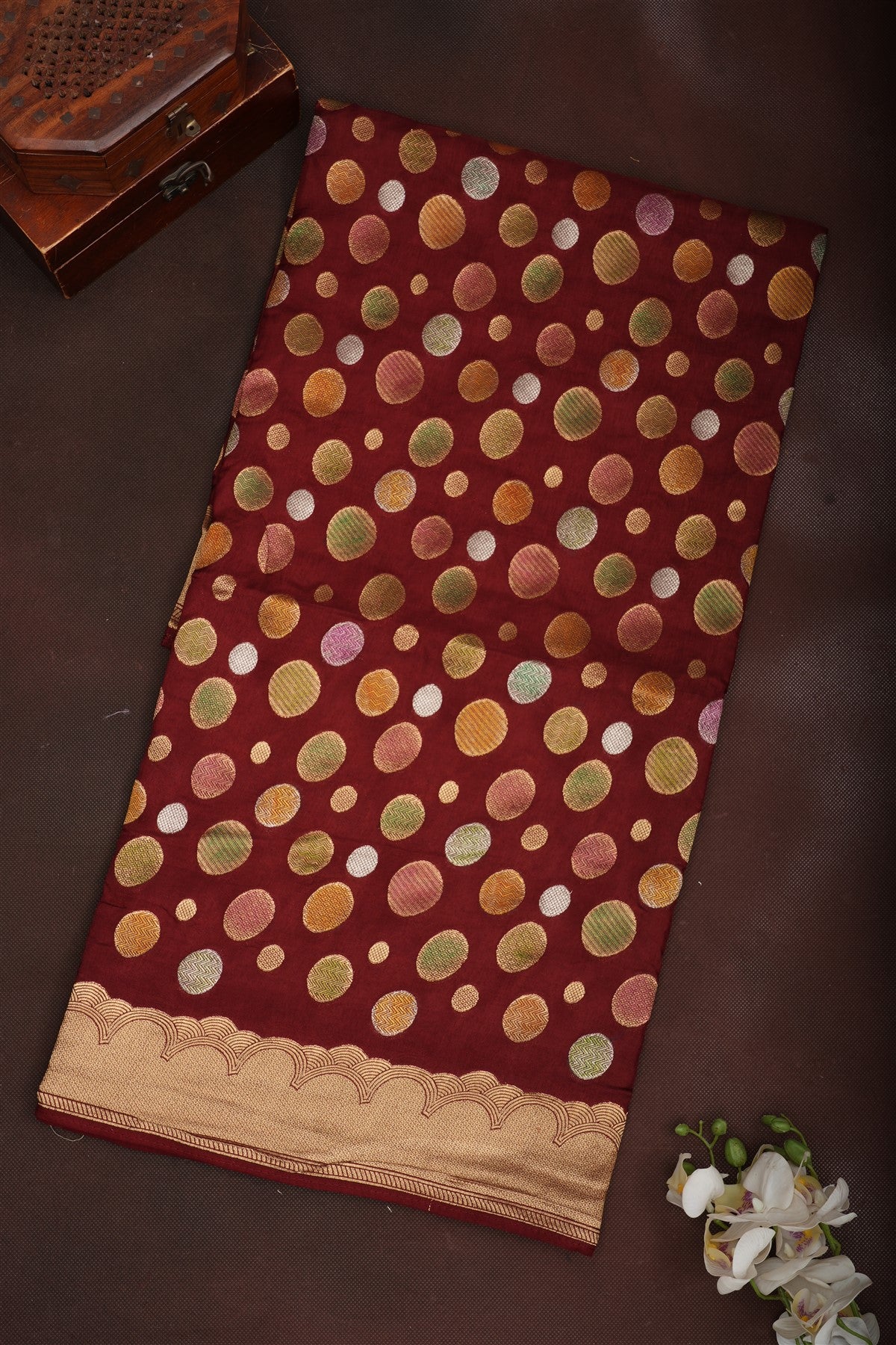 Banarasi Banaras Silk Dark Maroon Saree