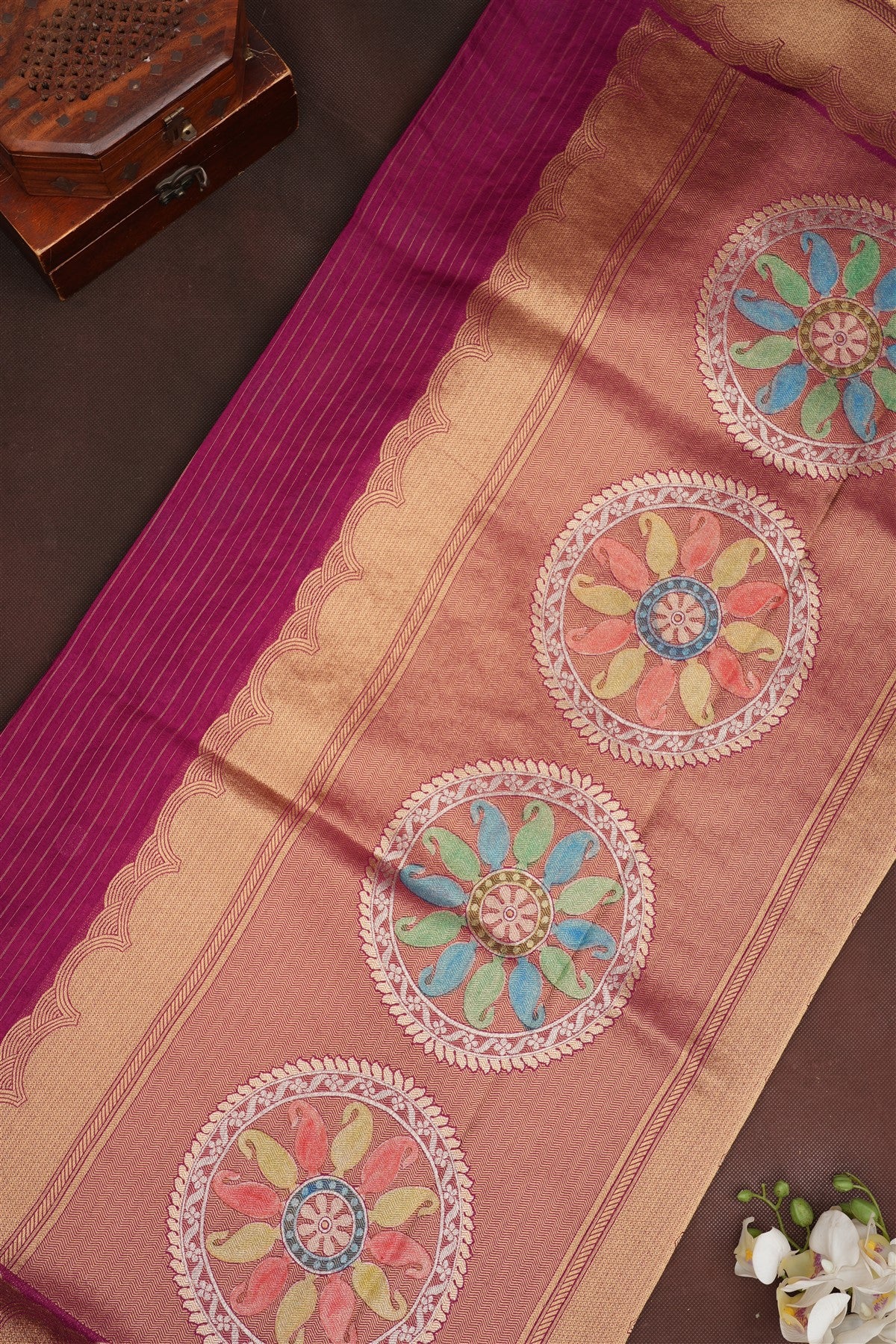 Banarasi Banaras Silk Dark Purple Saree