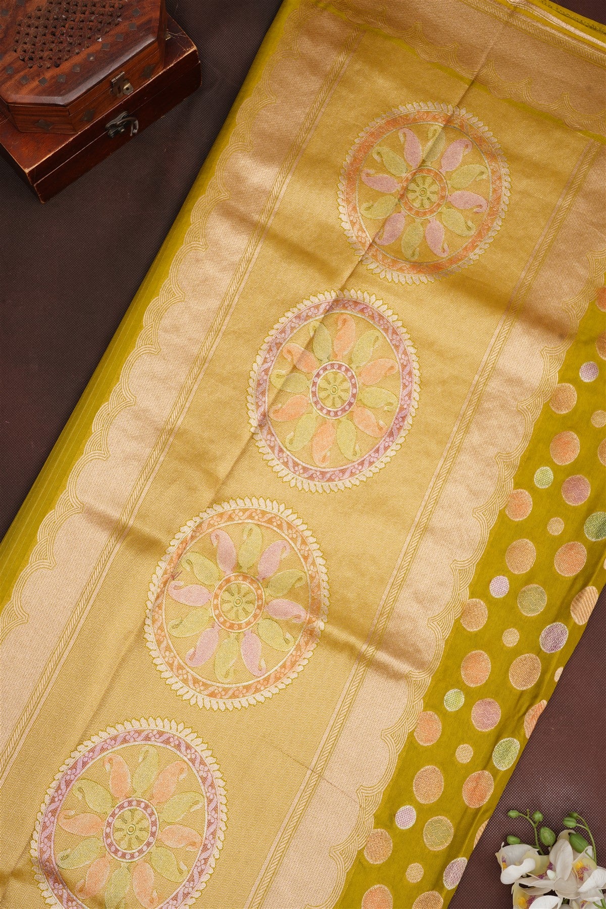 Banarasi Banaras Silk Lime Green Saree