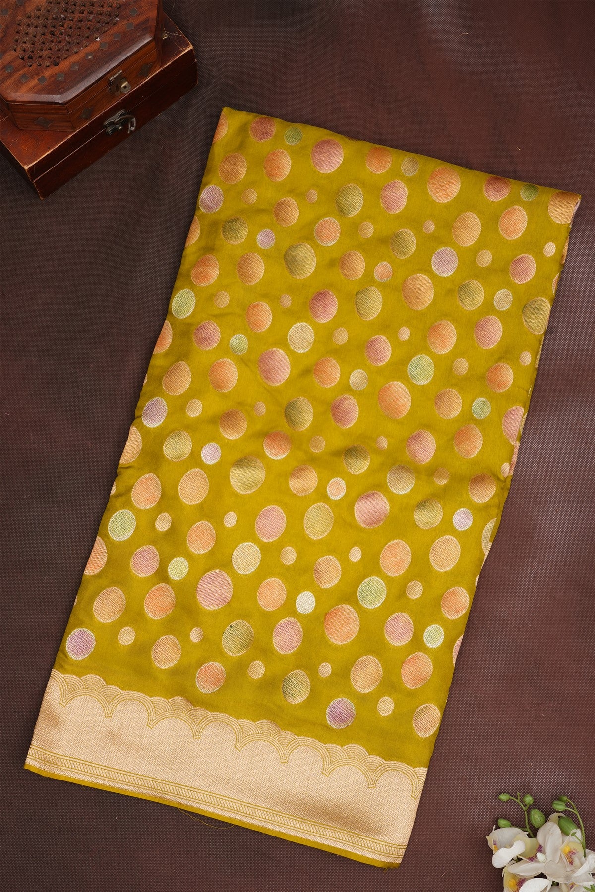 Banarasi Banaras Silk Lime Green Saree