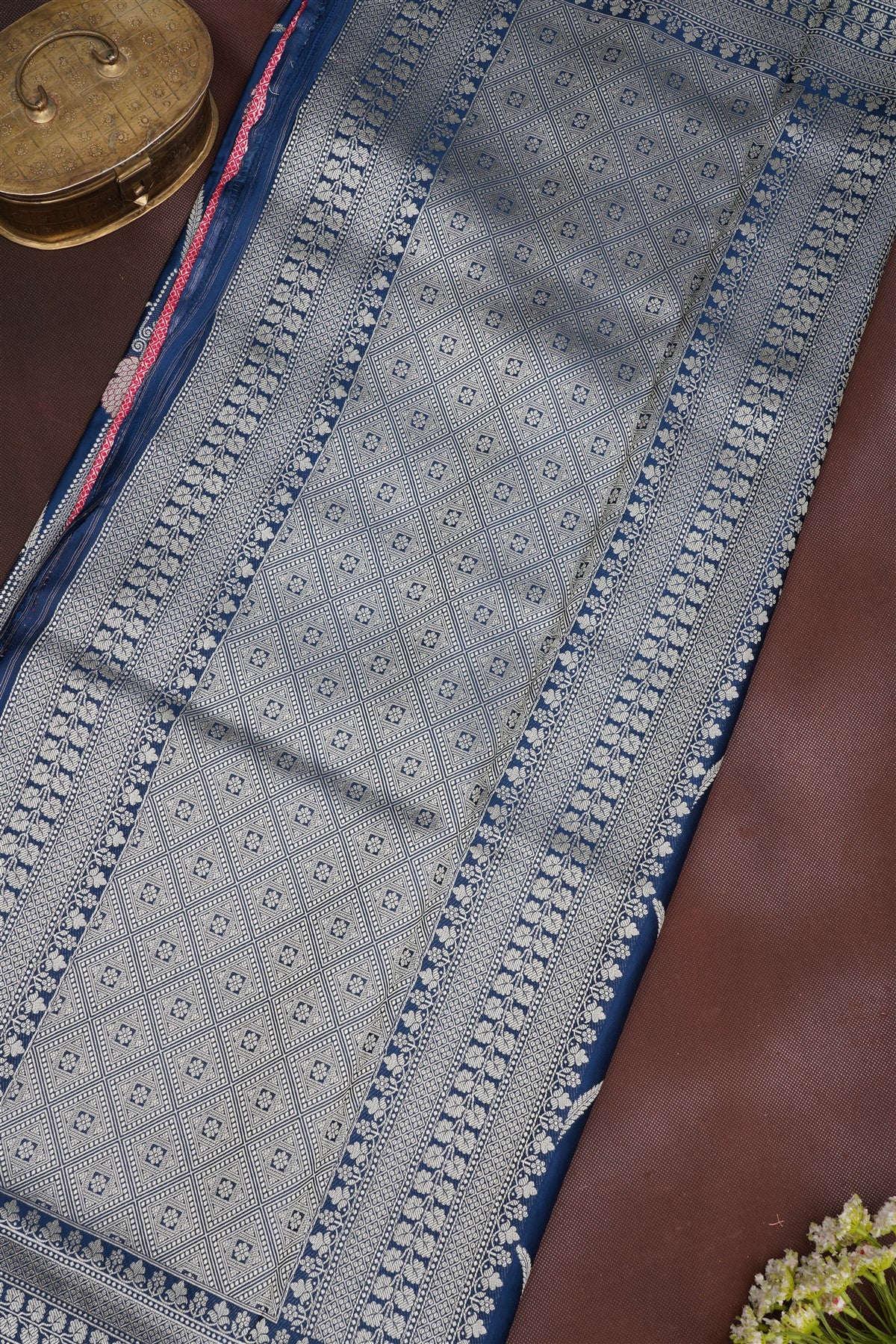 Banarasi Viscose Satin Dark Blue Saree