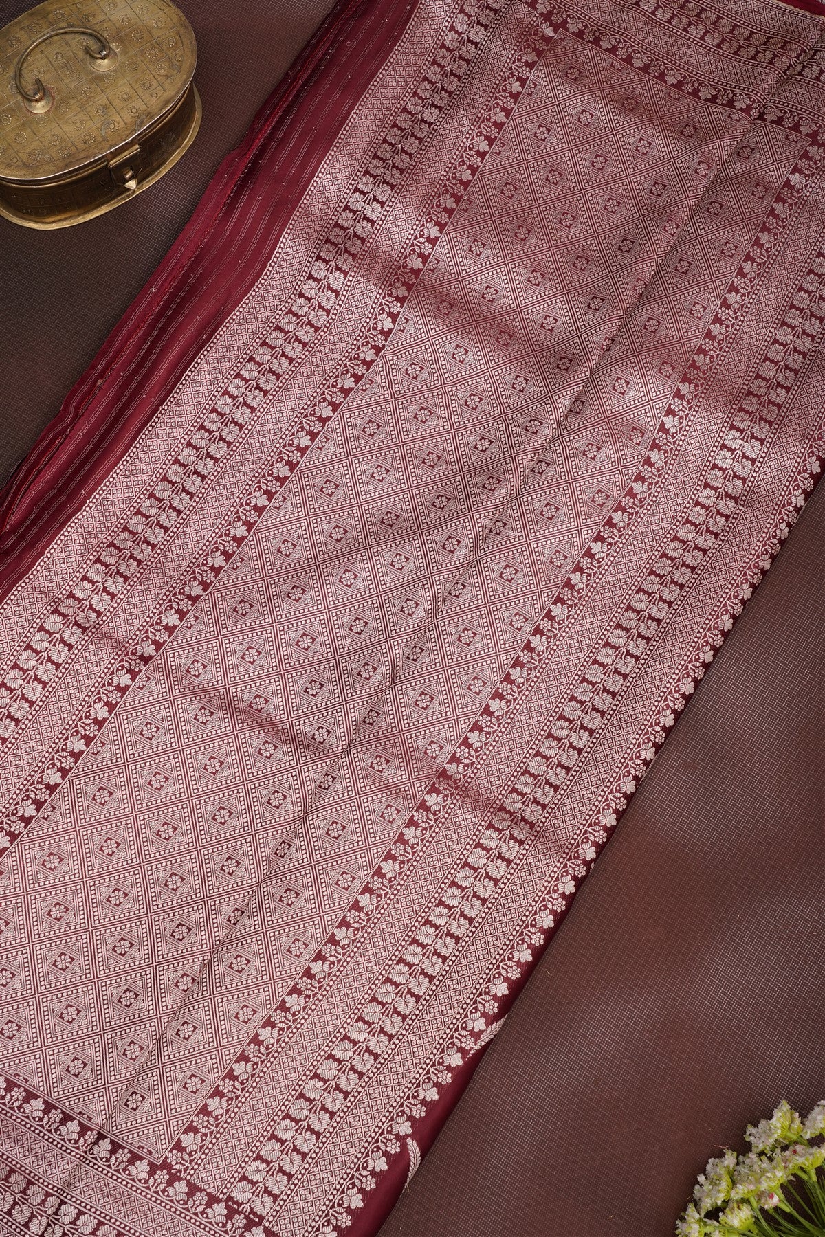 Banarasi Viscose Satin Dark Purple Saree