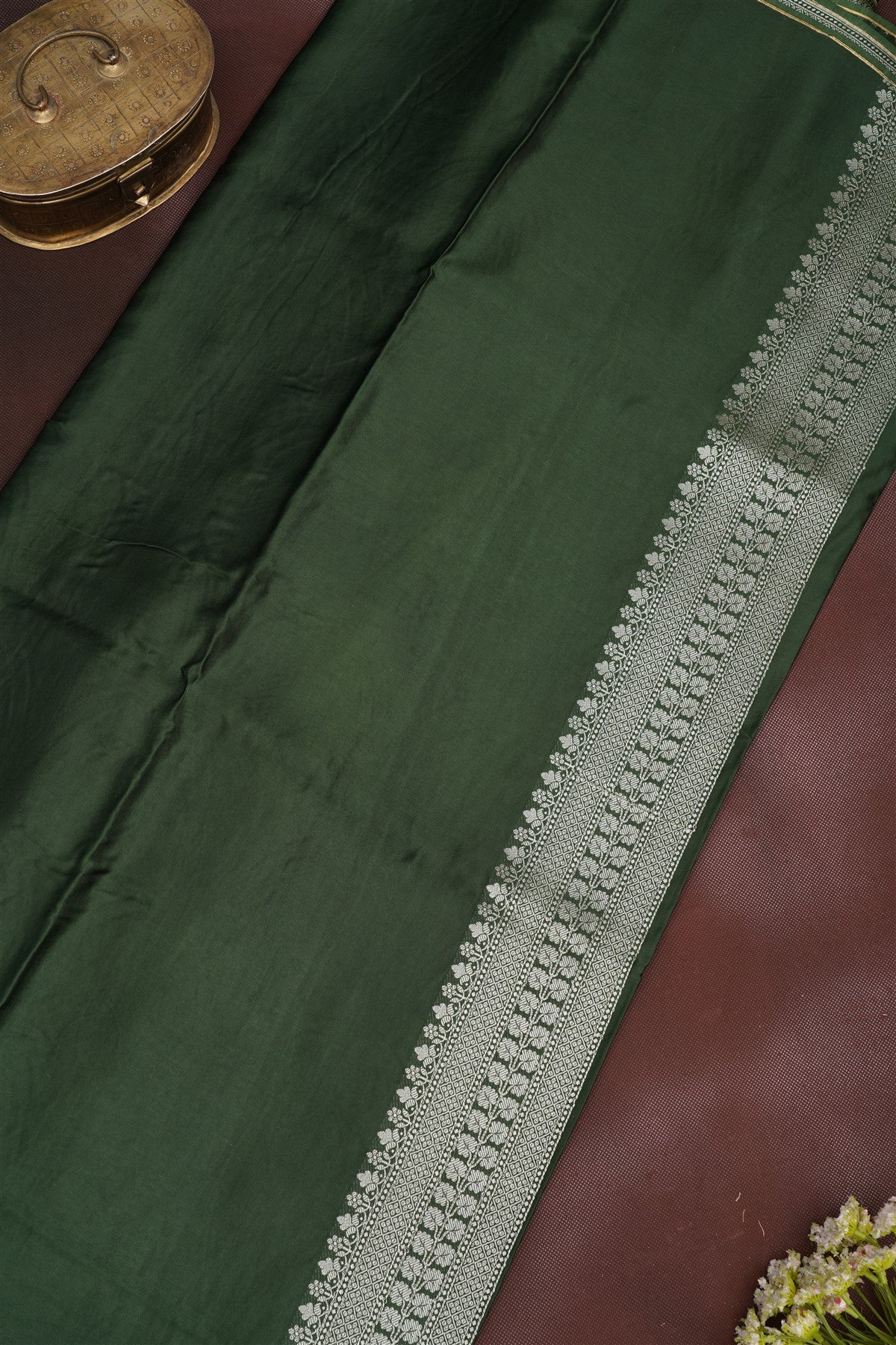 Banarasi Viscose Satin Olive Green Saree