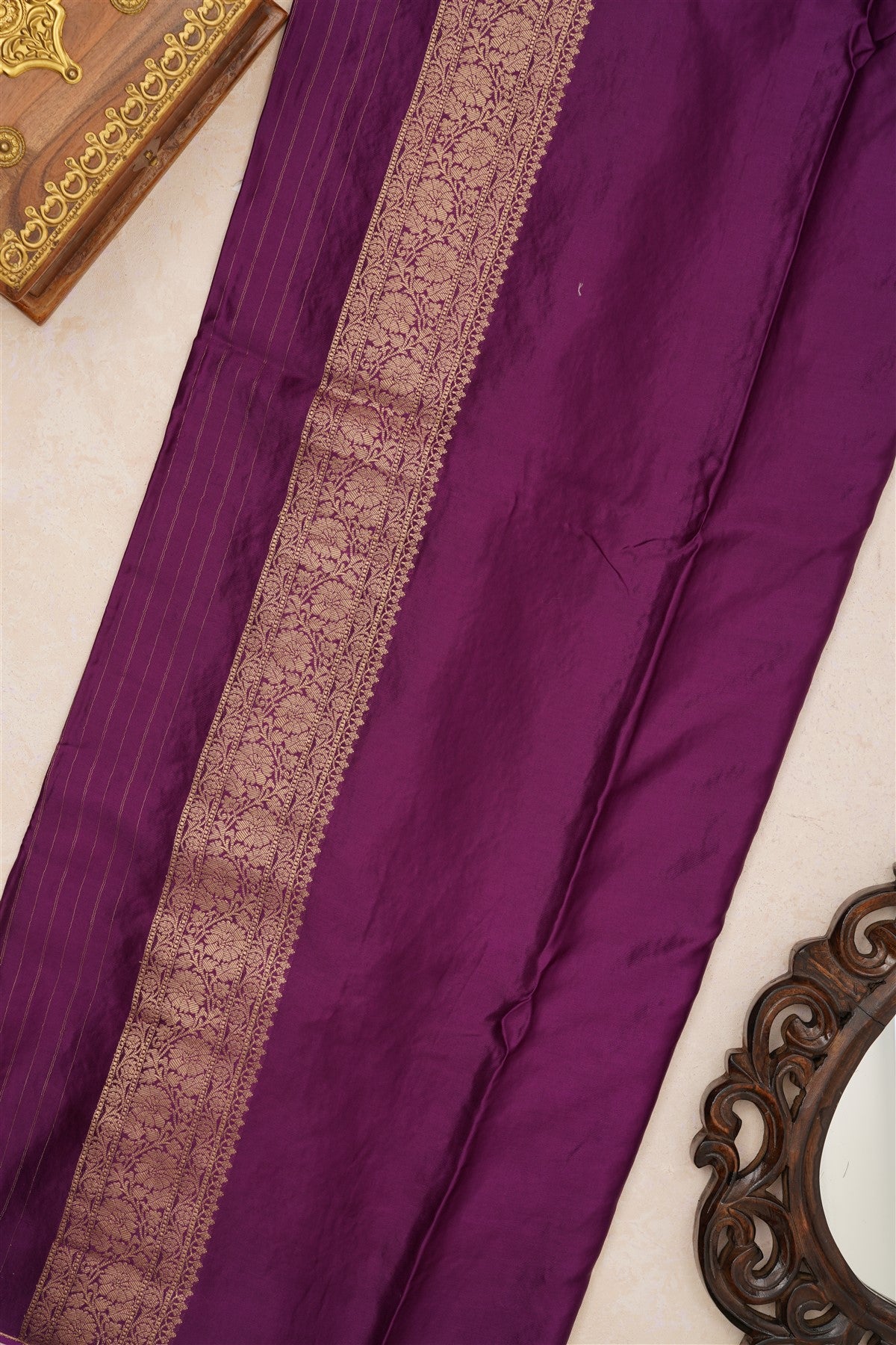 Banarasi Viscose Satin Dark Pink Saree
