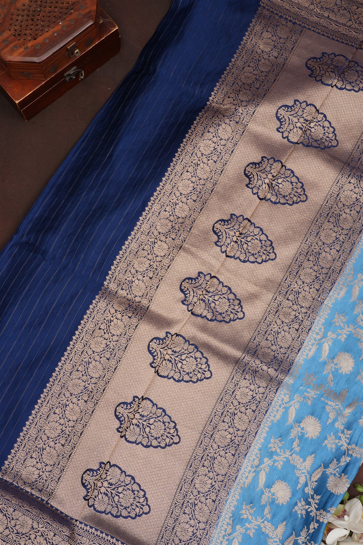 Banarasi Viscose Satin Light Blue Saree