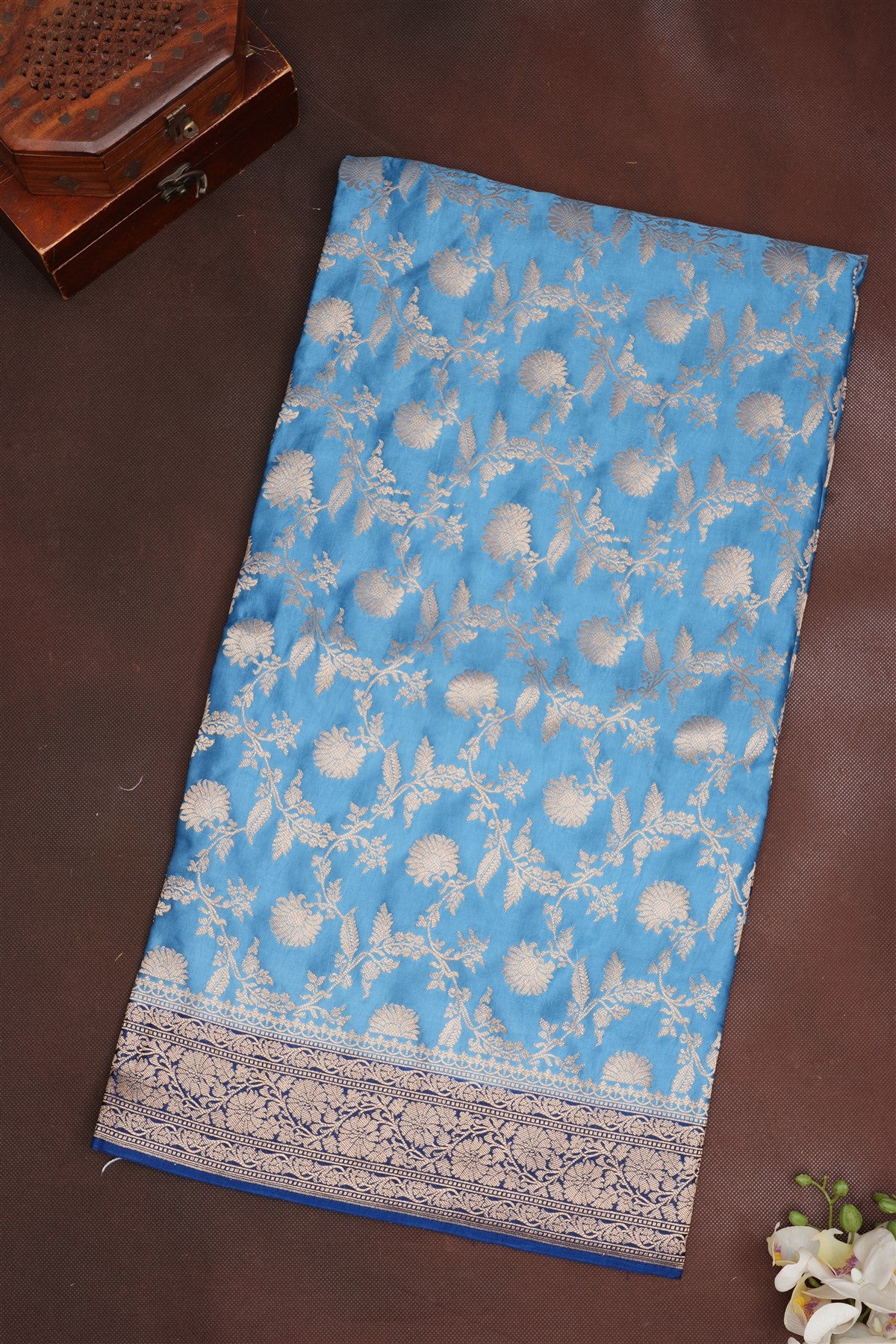 Banarasi Viscose Satin Light Blue Saree