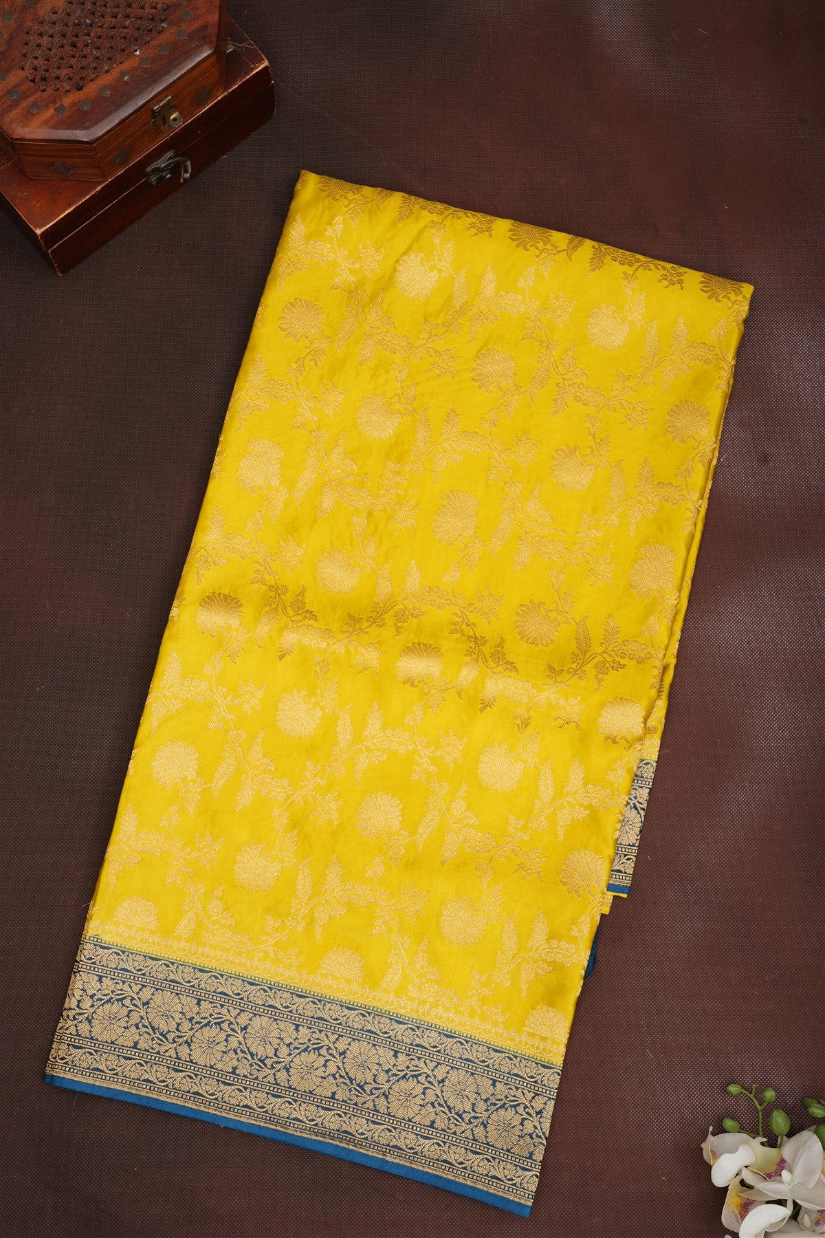 Banarasi Viscose Satin Lime Green Saree