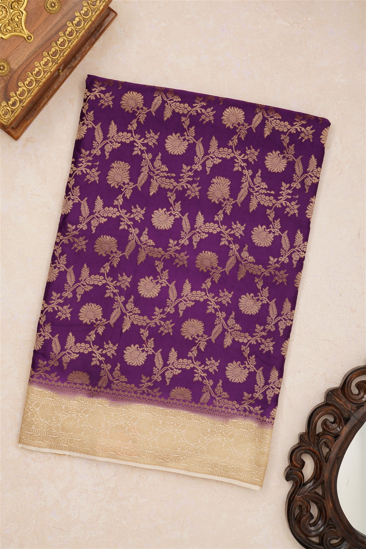 Banarasi Viscose Satin Violet Saree