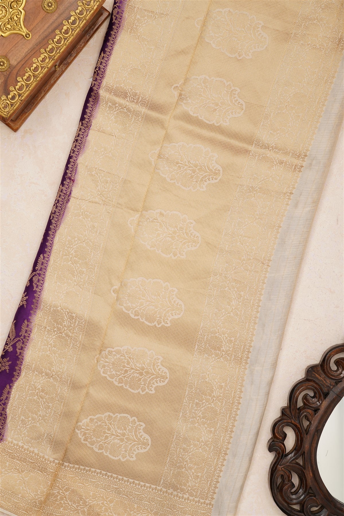 Banarasi Viscose Satin Violet Saree
