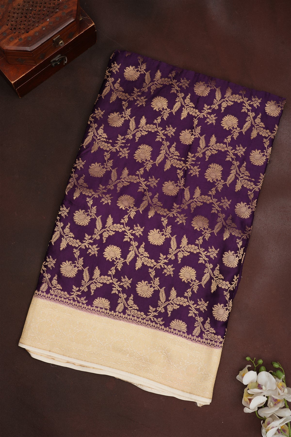 Banarasi Viscose Satin Violet Saree