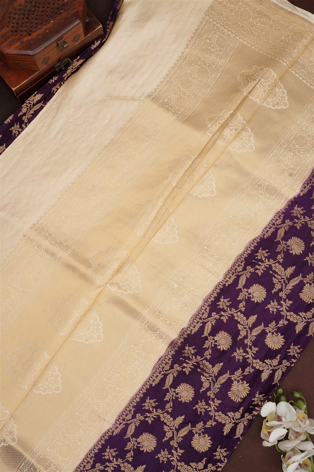 Banarasi Viscose Satin Violet Saree