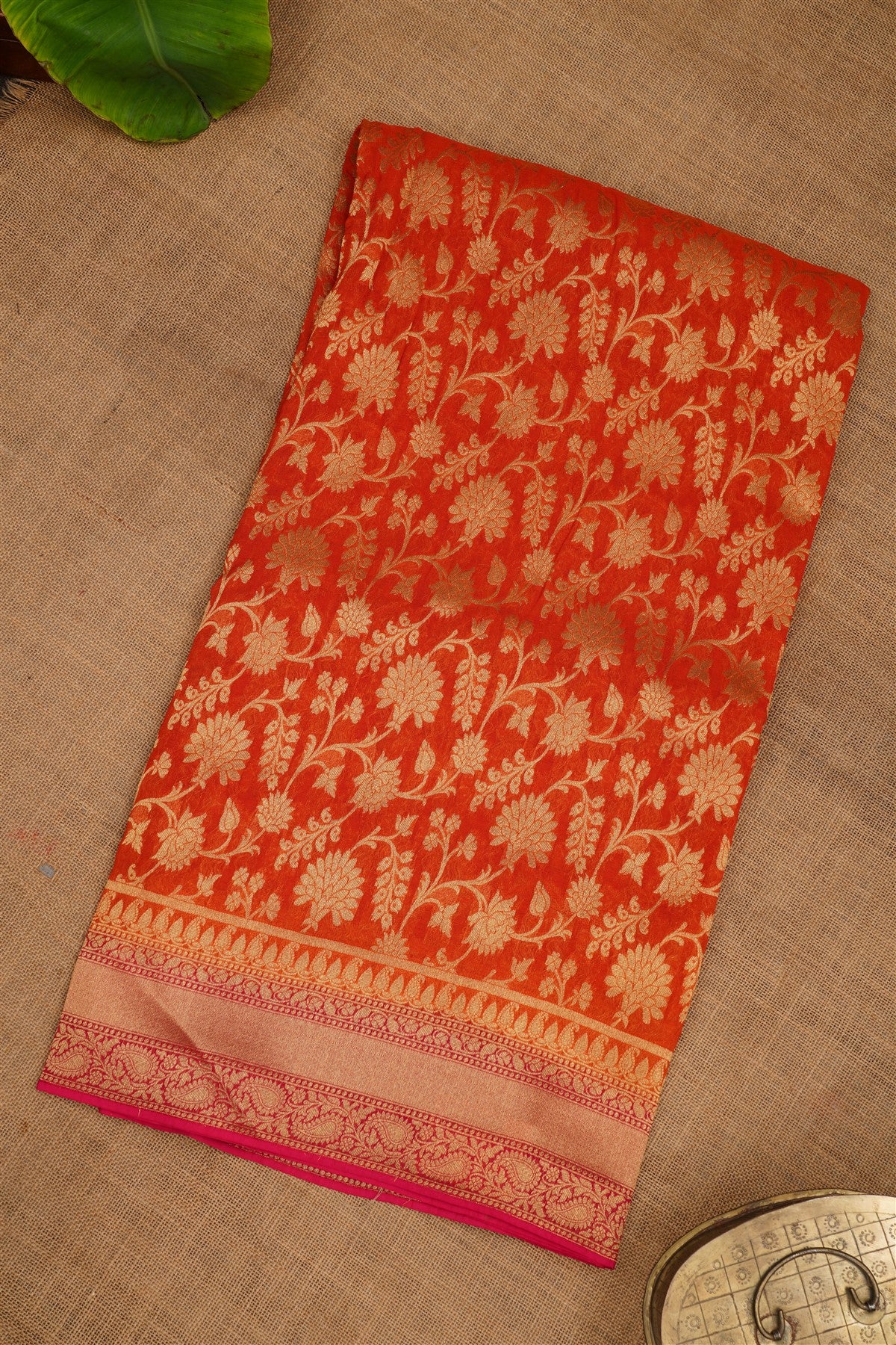 Banarasi Georgette Dark Orange Saree
