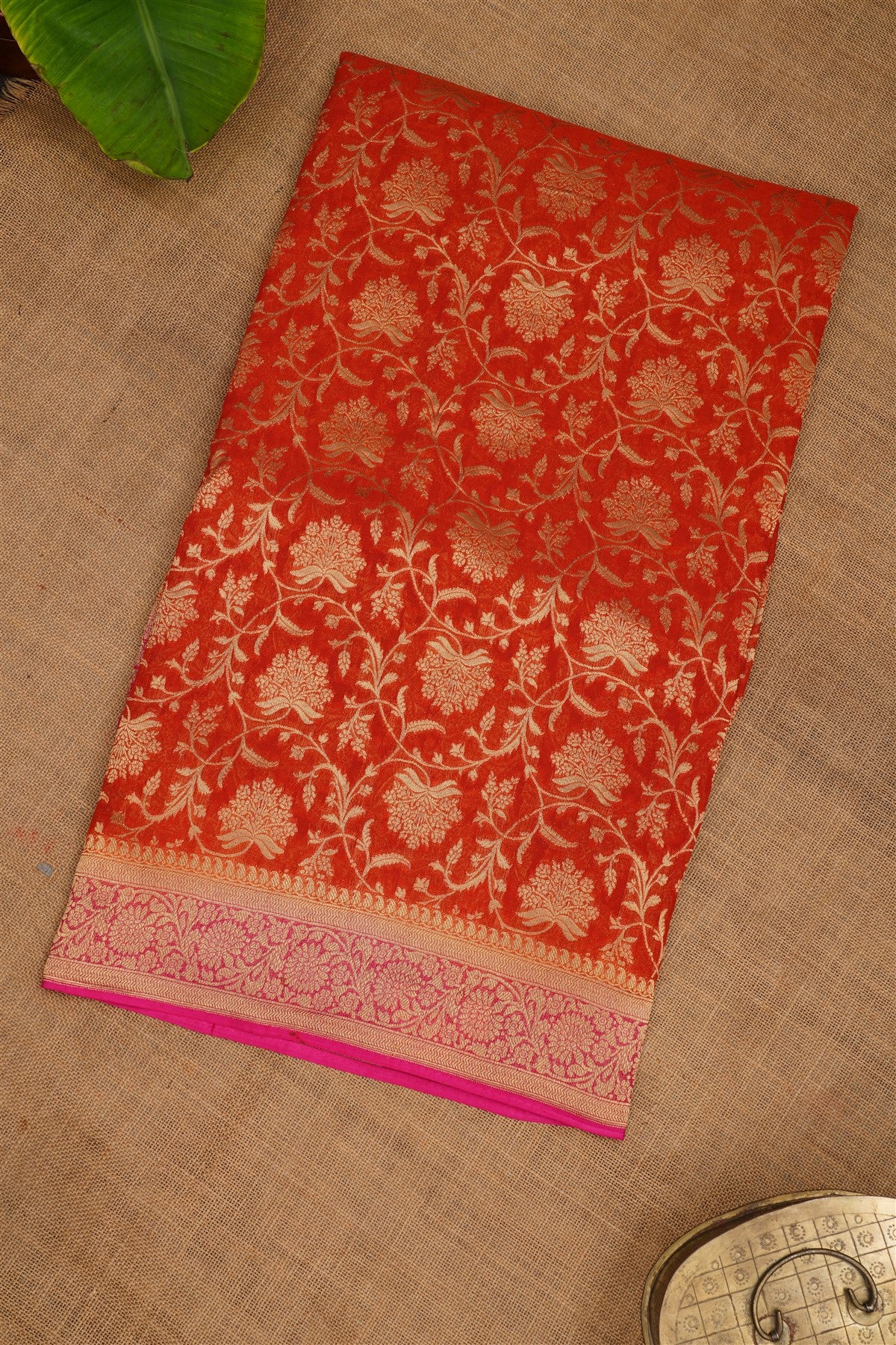 Banarasi Georgette Rust Saree