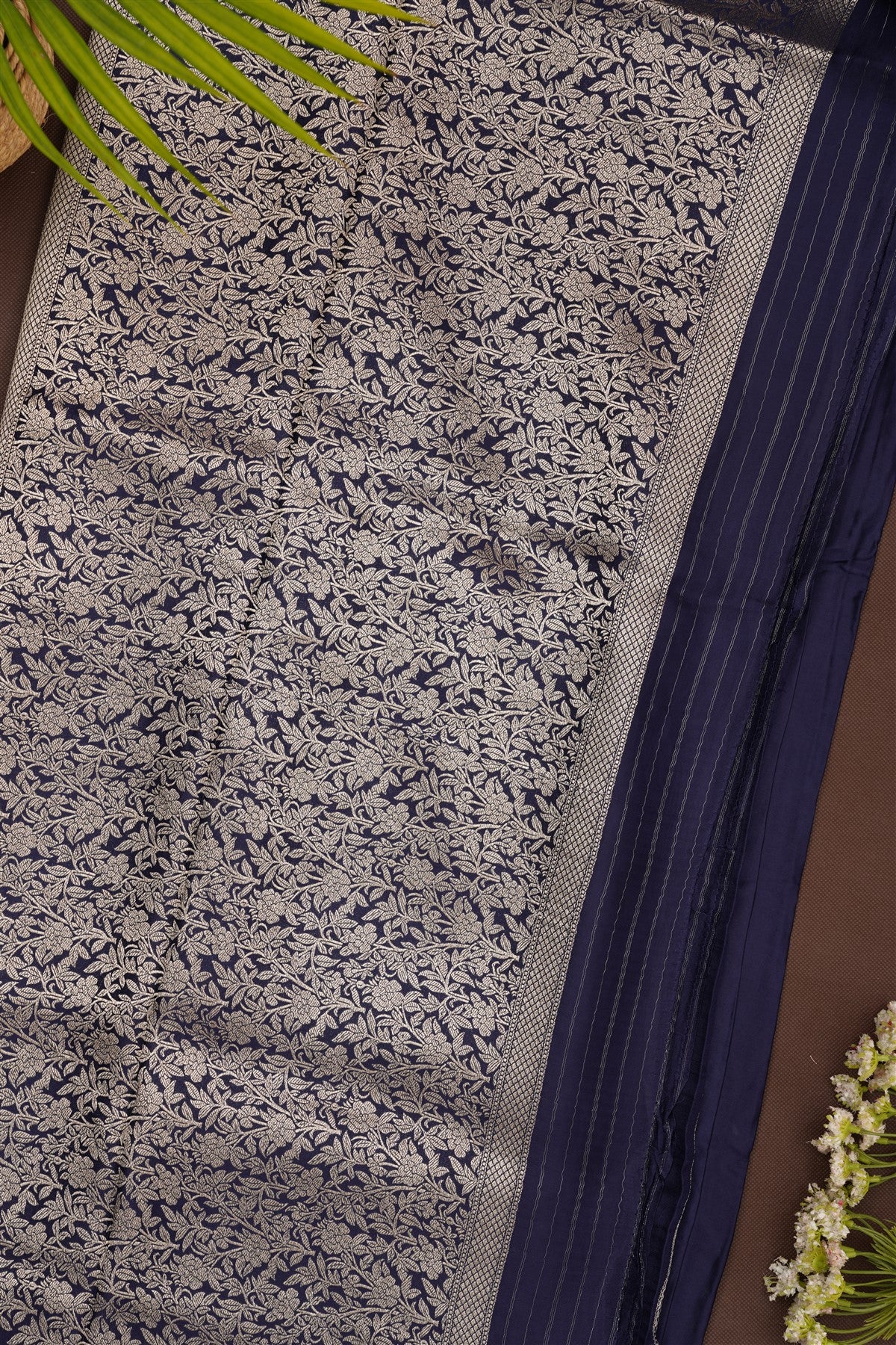 Banarasi Mashru Navy Blue Saree