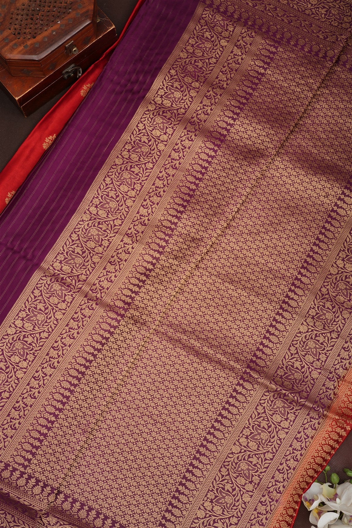 Banarasi Mashru Maroon Saree