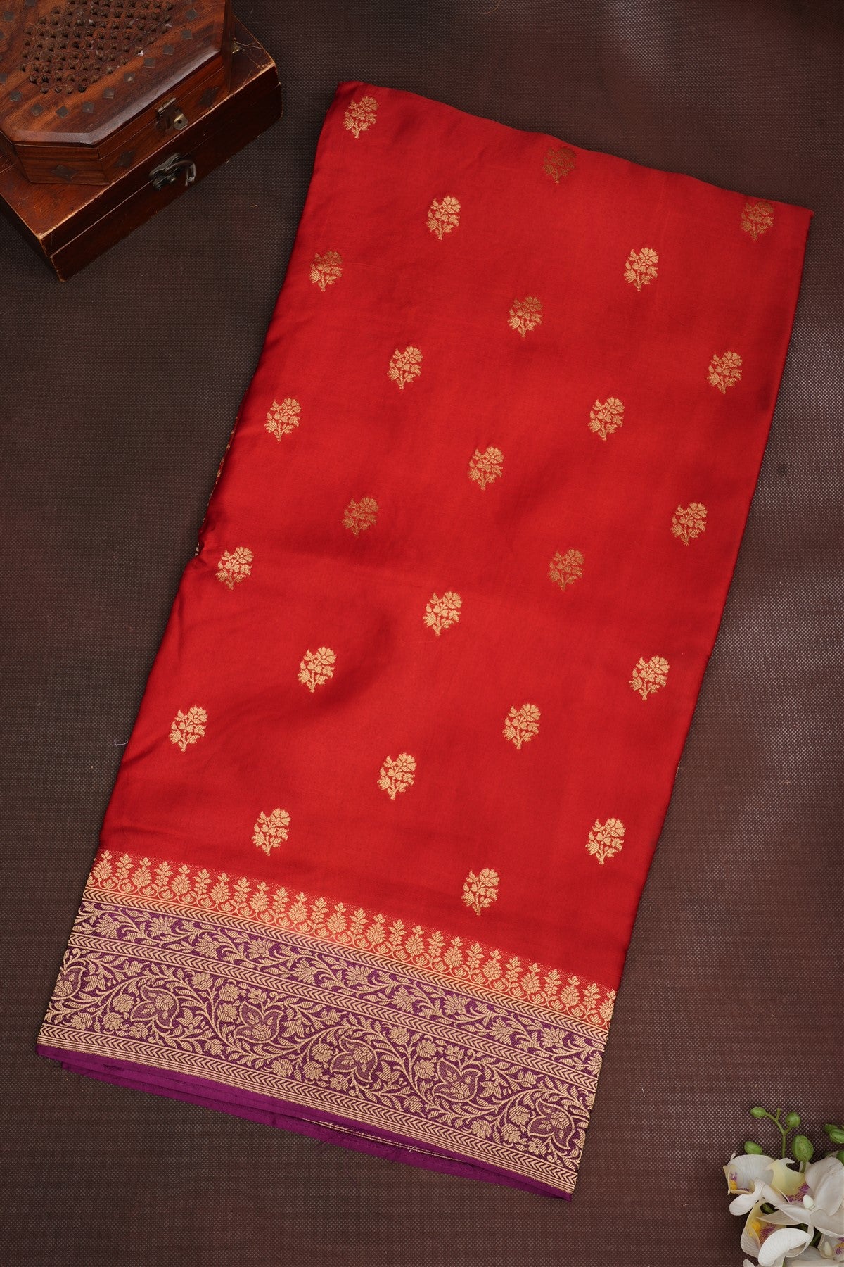 Banarasi Mashru Maroon Saree