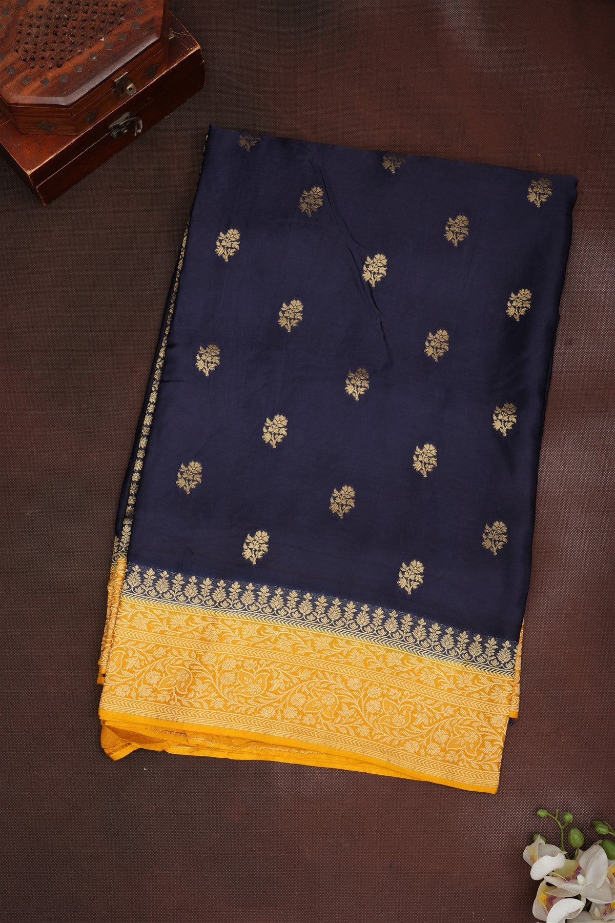 Banarasi Mashru Navy Blue Saree