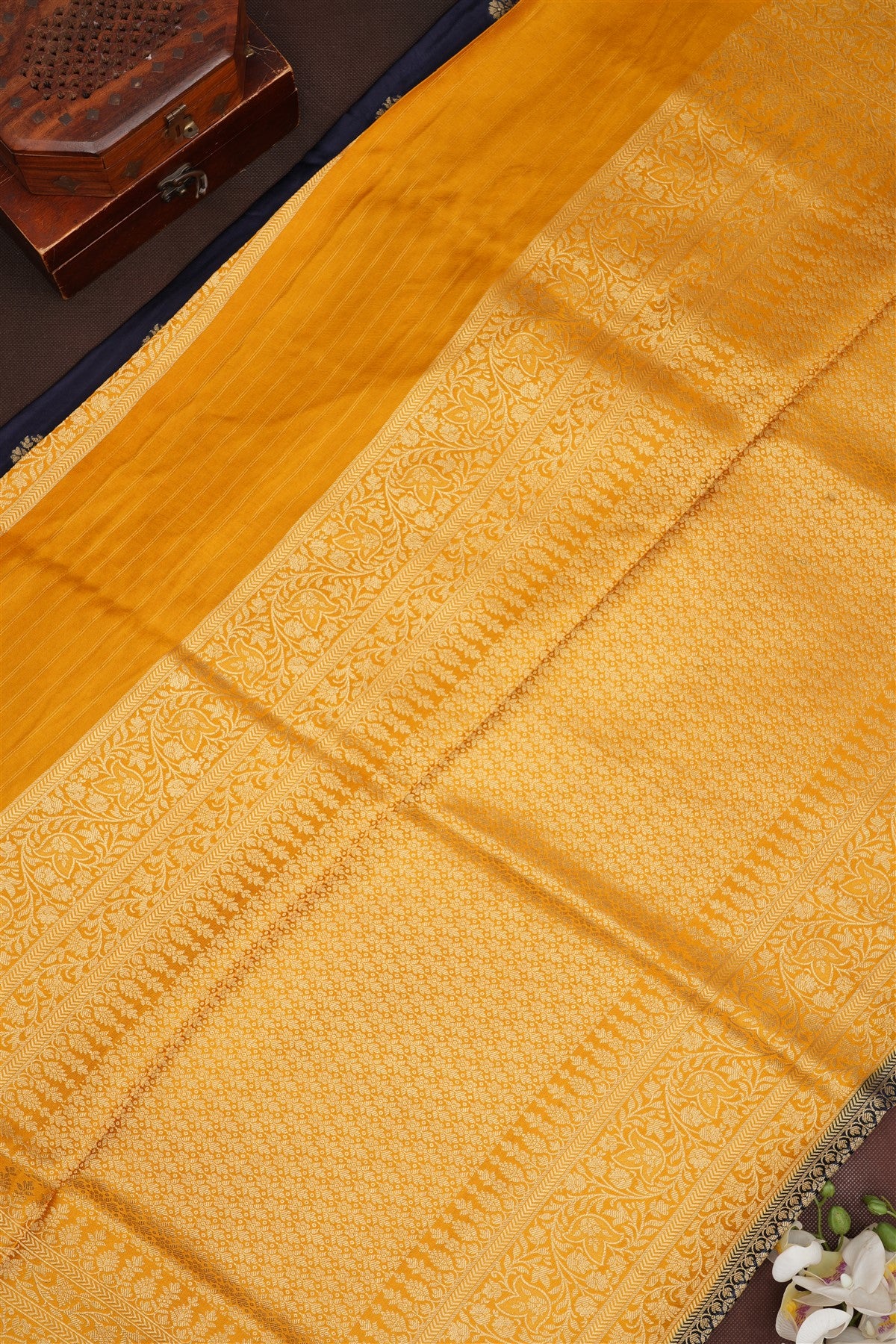 Banarasi Mashru Navy Blue Saree