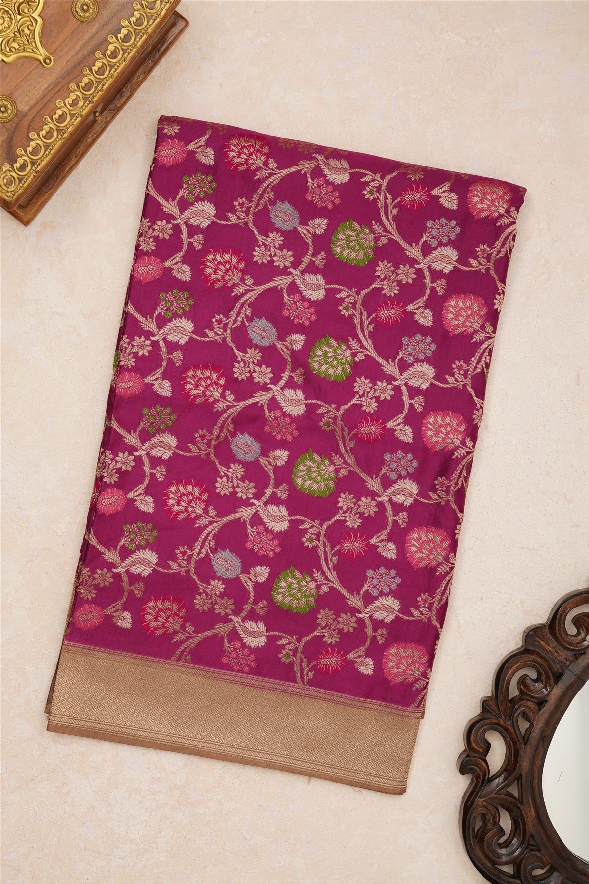 Banarasi Viscose Satin Purple Saree