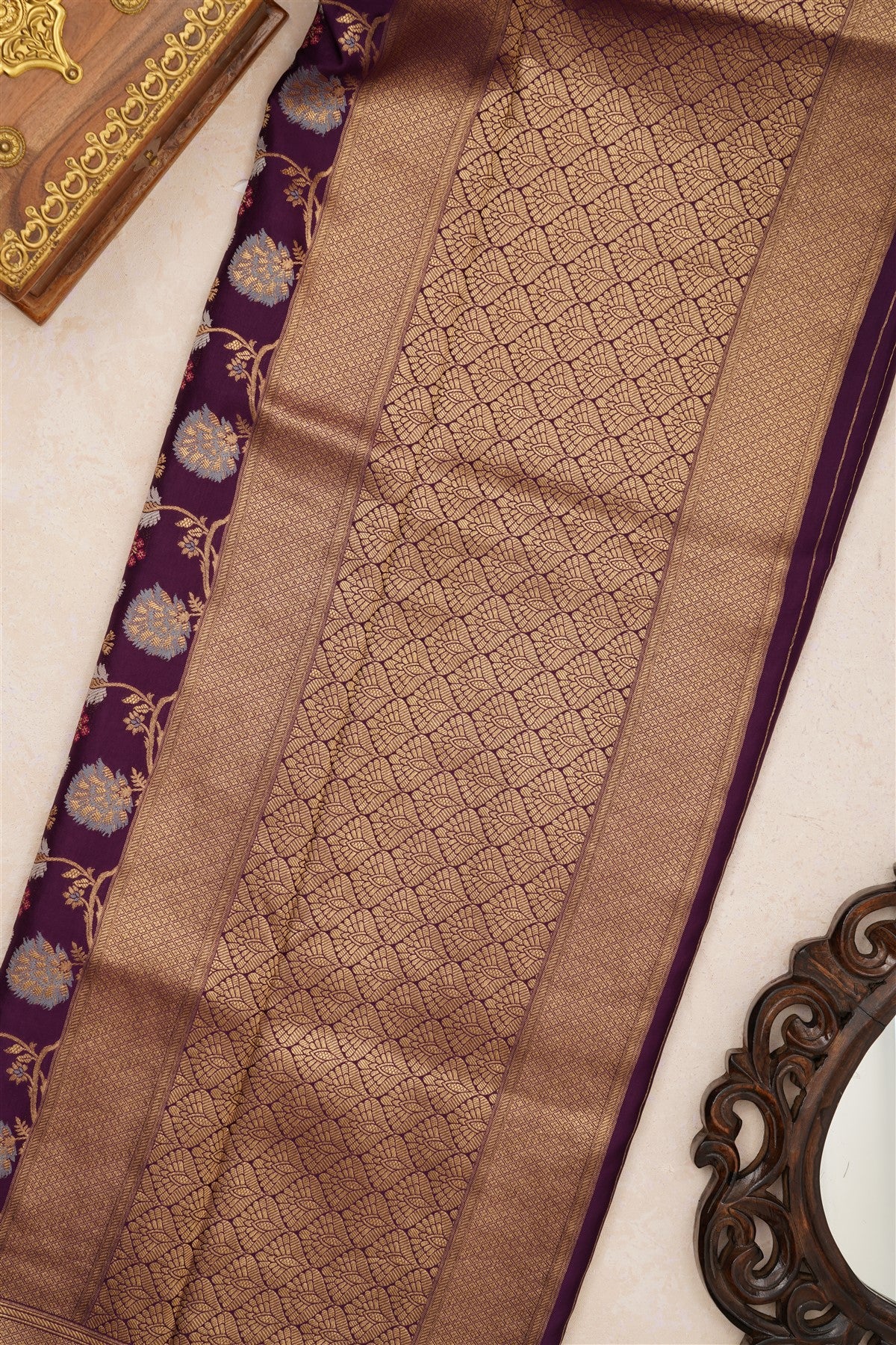 Banarasi Viscose Satin Violet Saree
