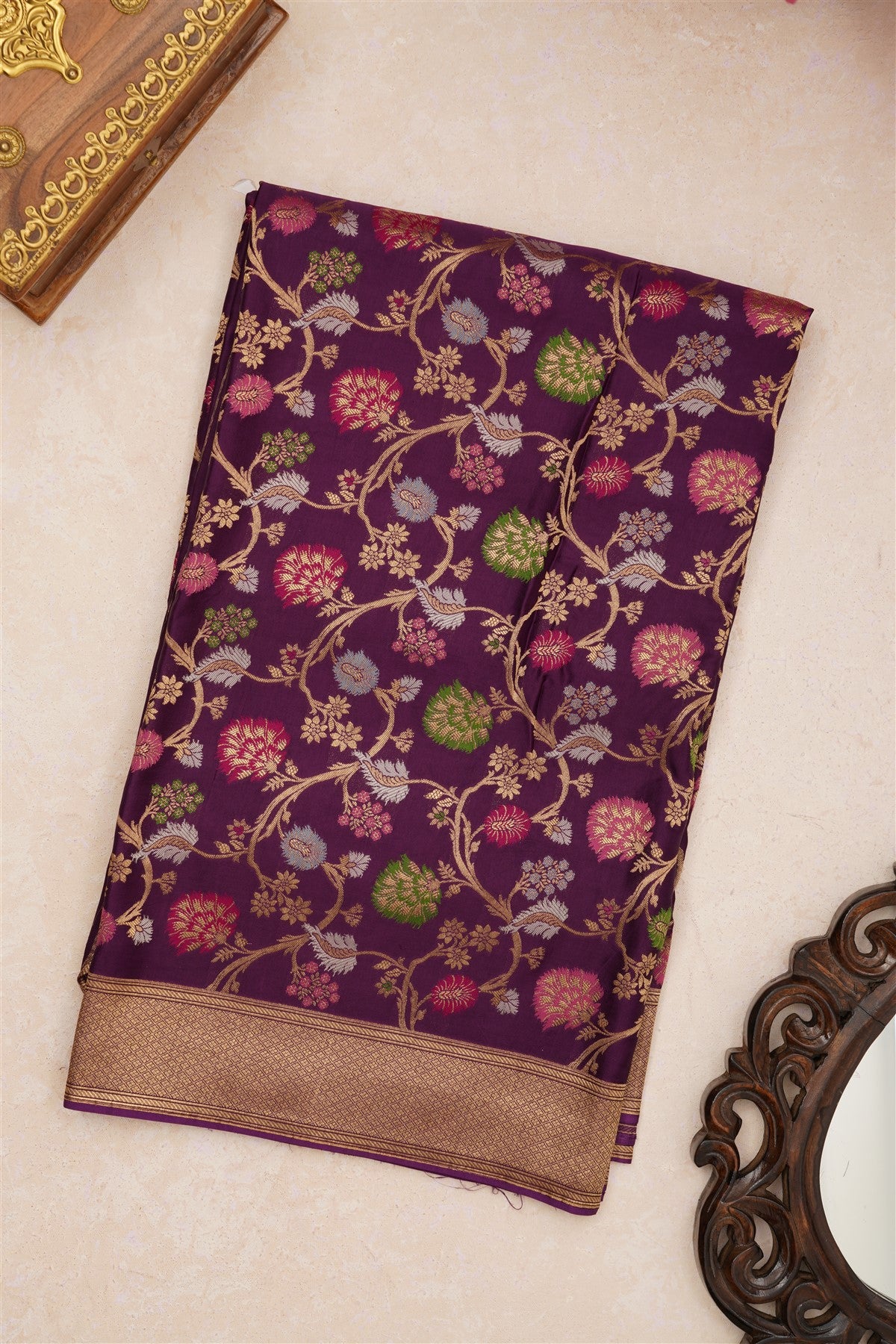 Banarasi Viscose Satin Violet Saree