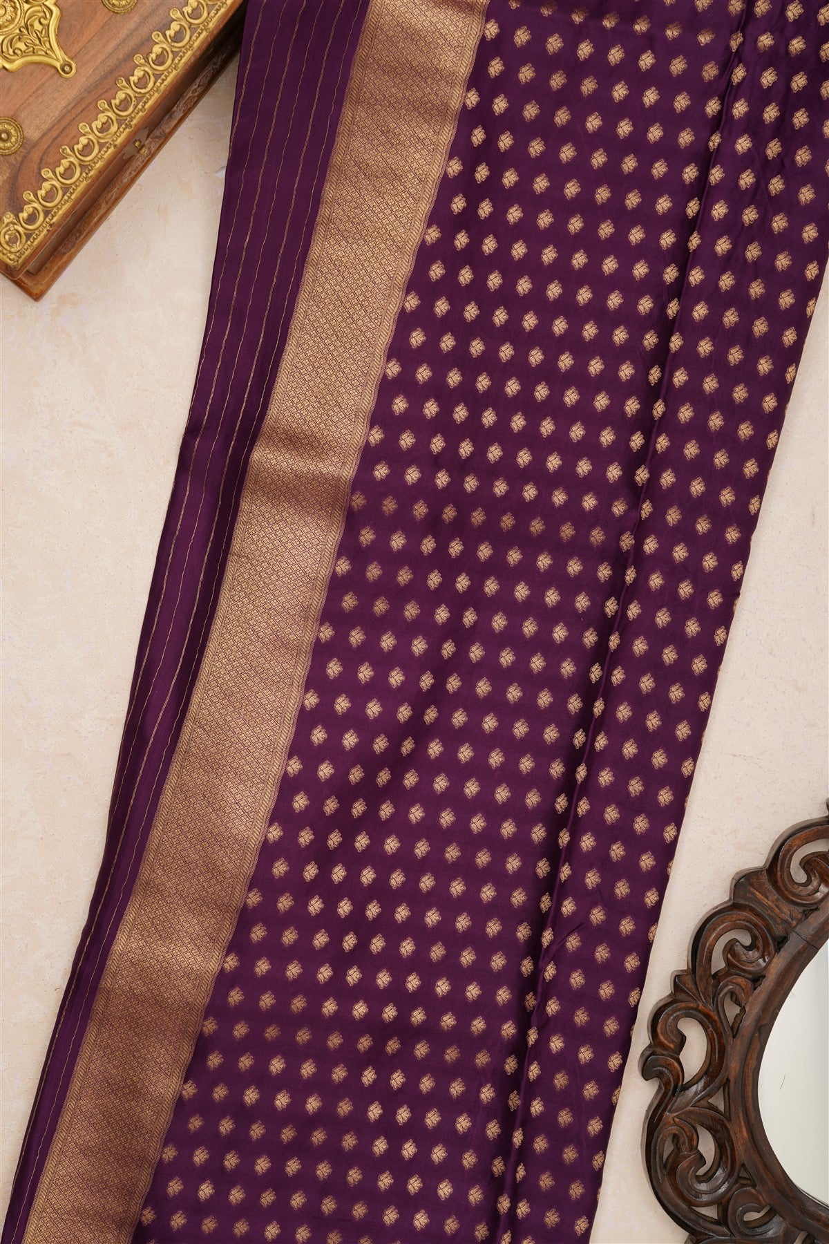 Banarasi Viscose Satin Violet Saree