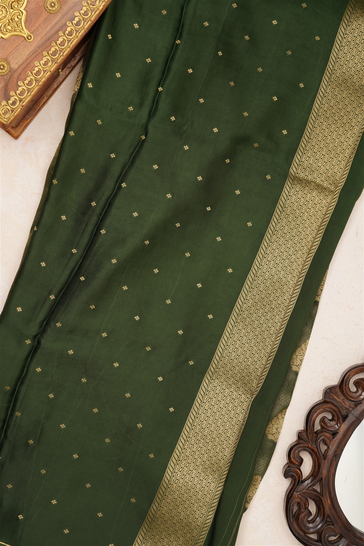 Banarasi Tissue Silk Dark Green Saree
