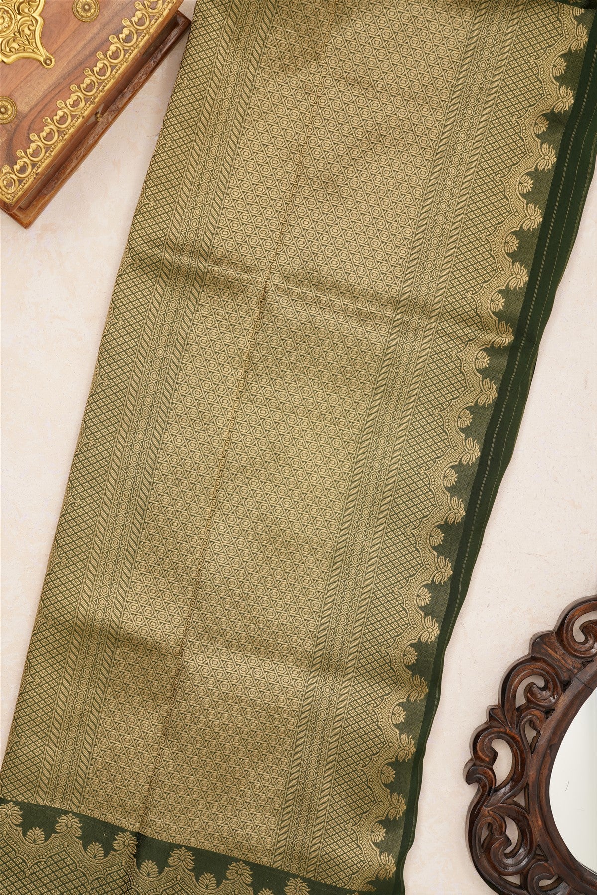 Banarasi Tissue Silk Dark Green Saree