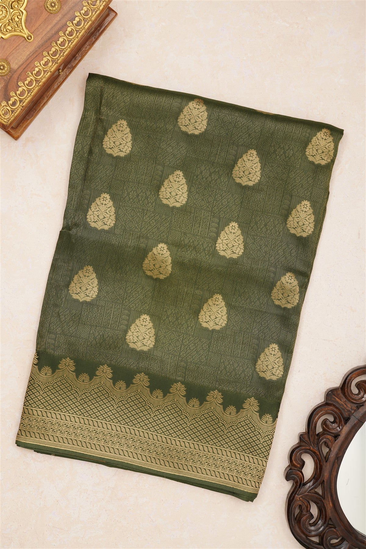 Banarasi Tissue Silk Dark Green Saree
