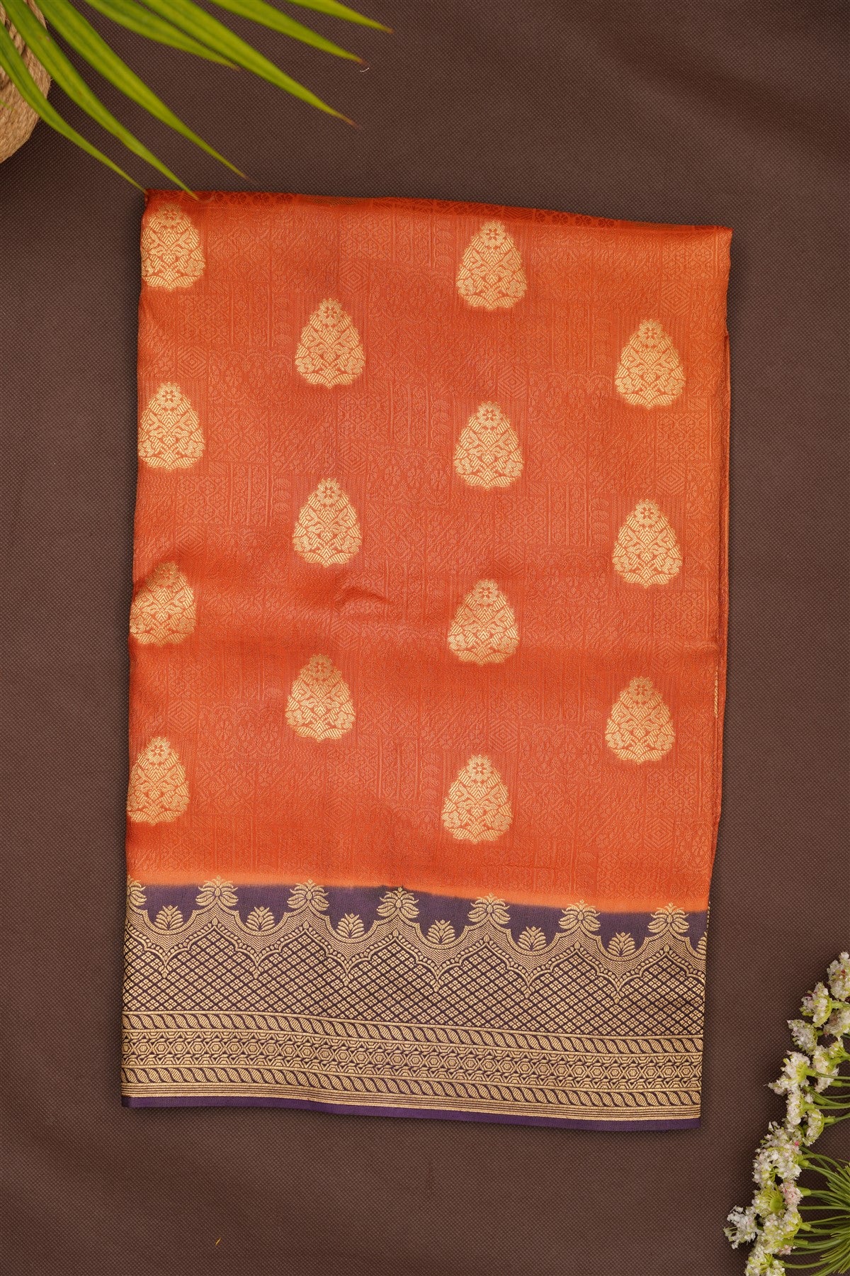 Banarasi Tissue Silk Dark Orange Saree