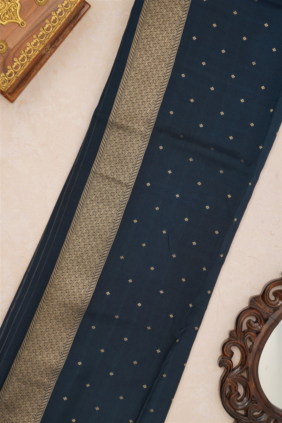 Banarasi Tissue Silk Navy Blue Saree