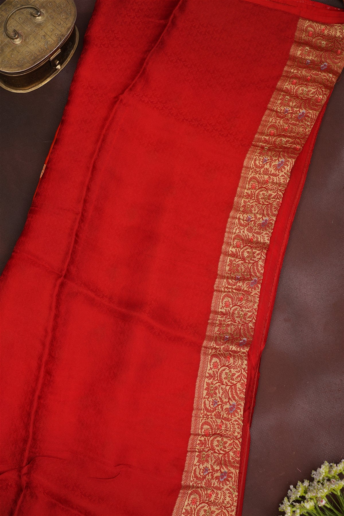 Banarasi Mashru Dark Orange Saree