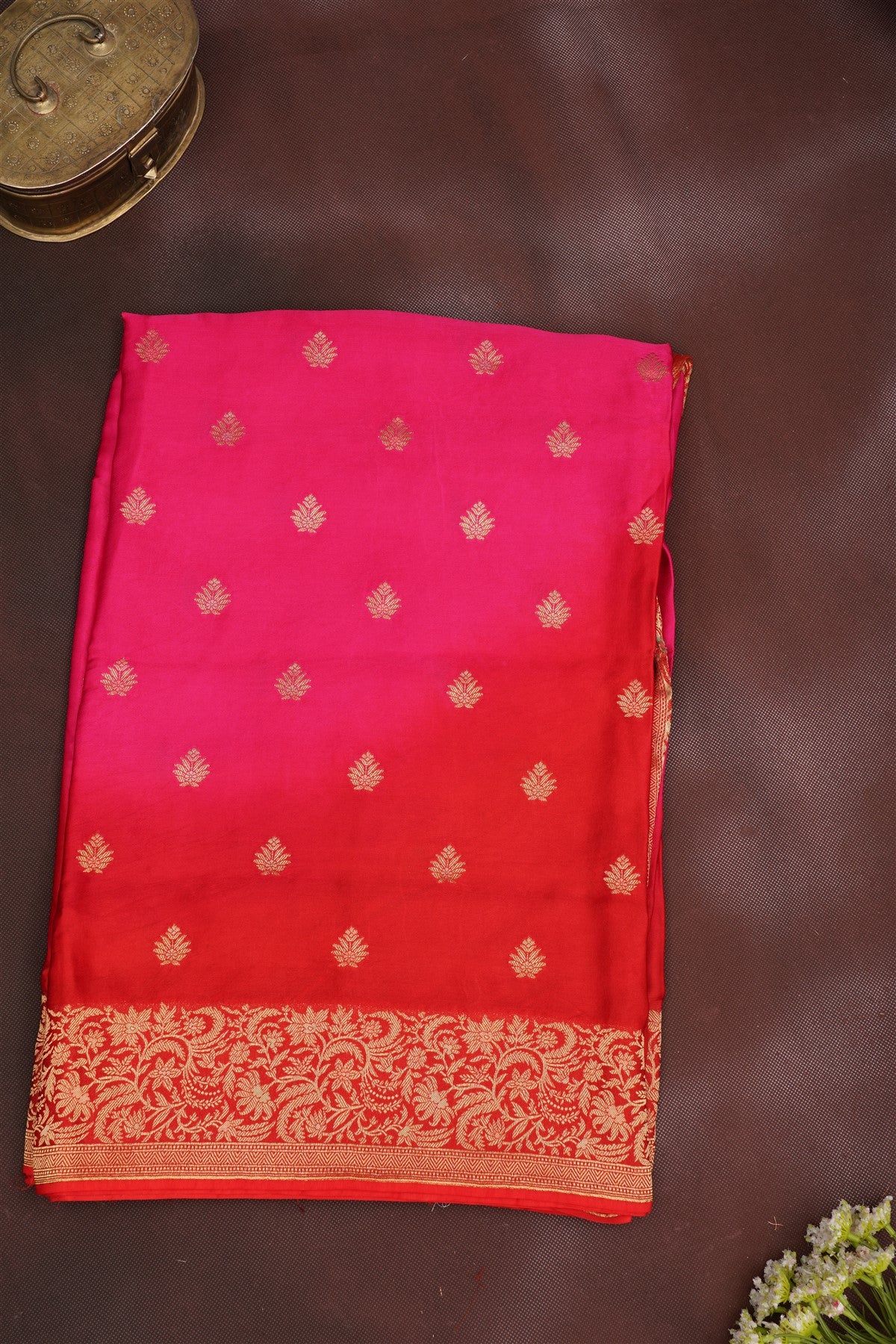 Banarasi Mashru Dark Pink Saree