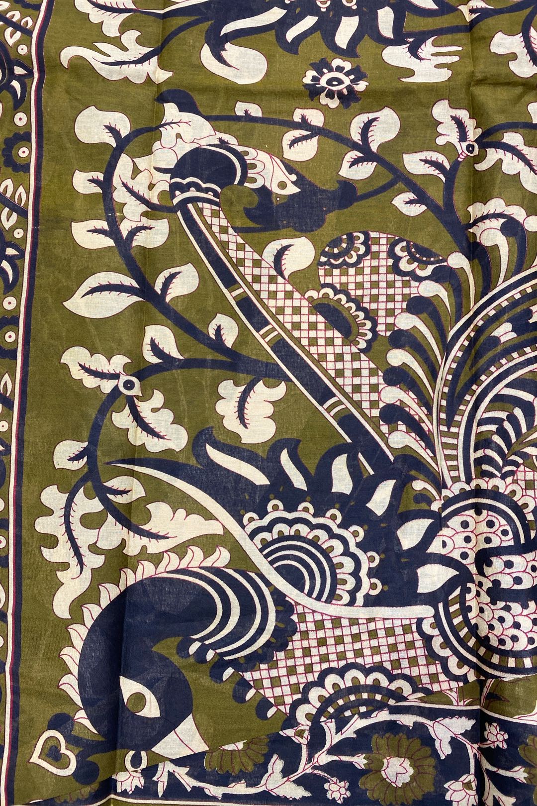 Cotton Mehandi Green Saree