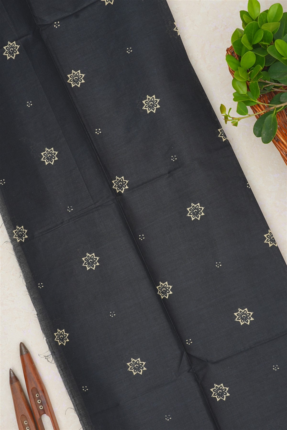 Cotton Ajrakh Print Navy Blue Saree