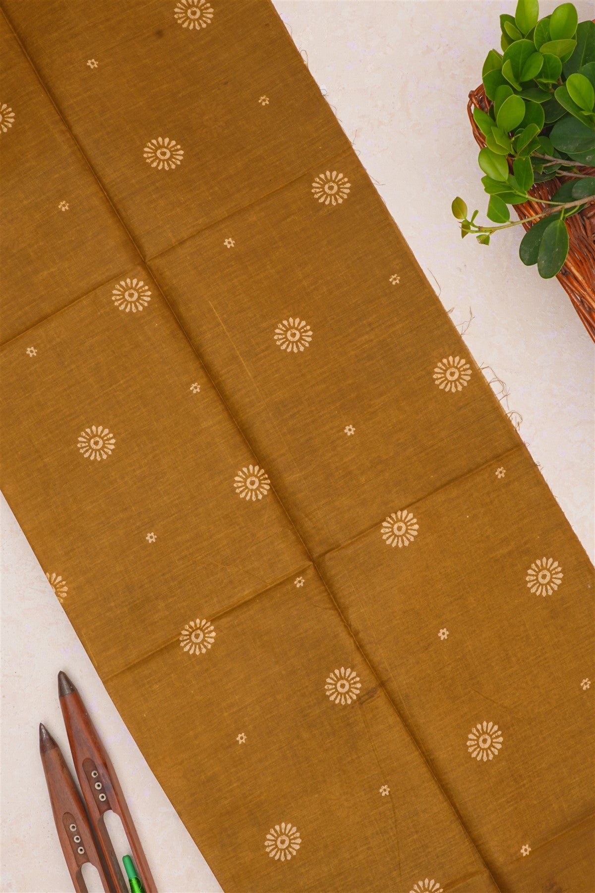 Cotton Olive Green Saree