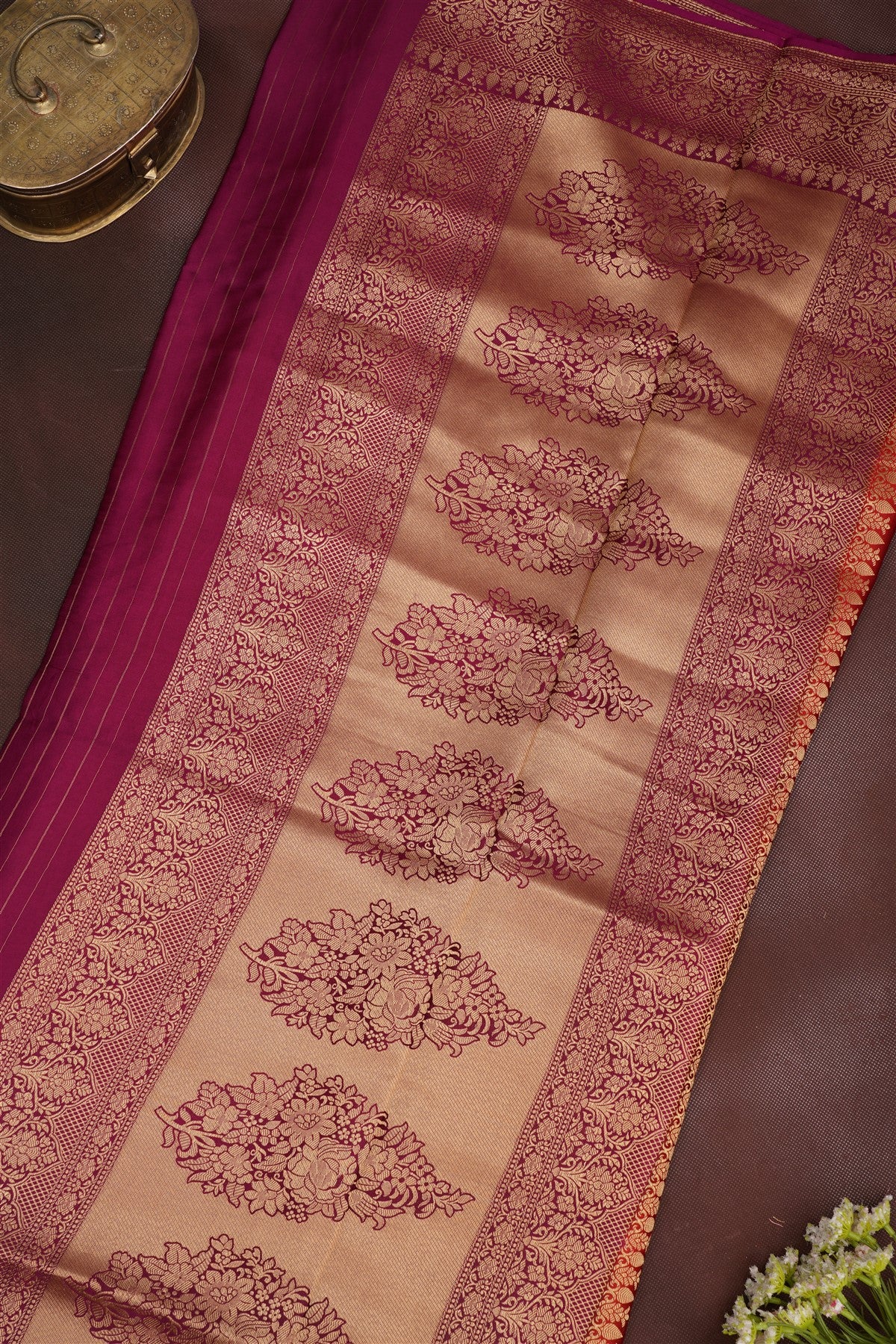 Banarasi Mashru Maroon Saree