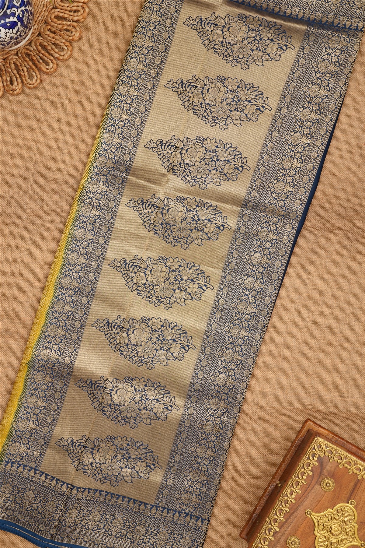 Banarasi Mashru Olive Green Saree