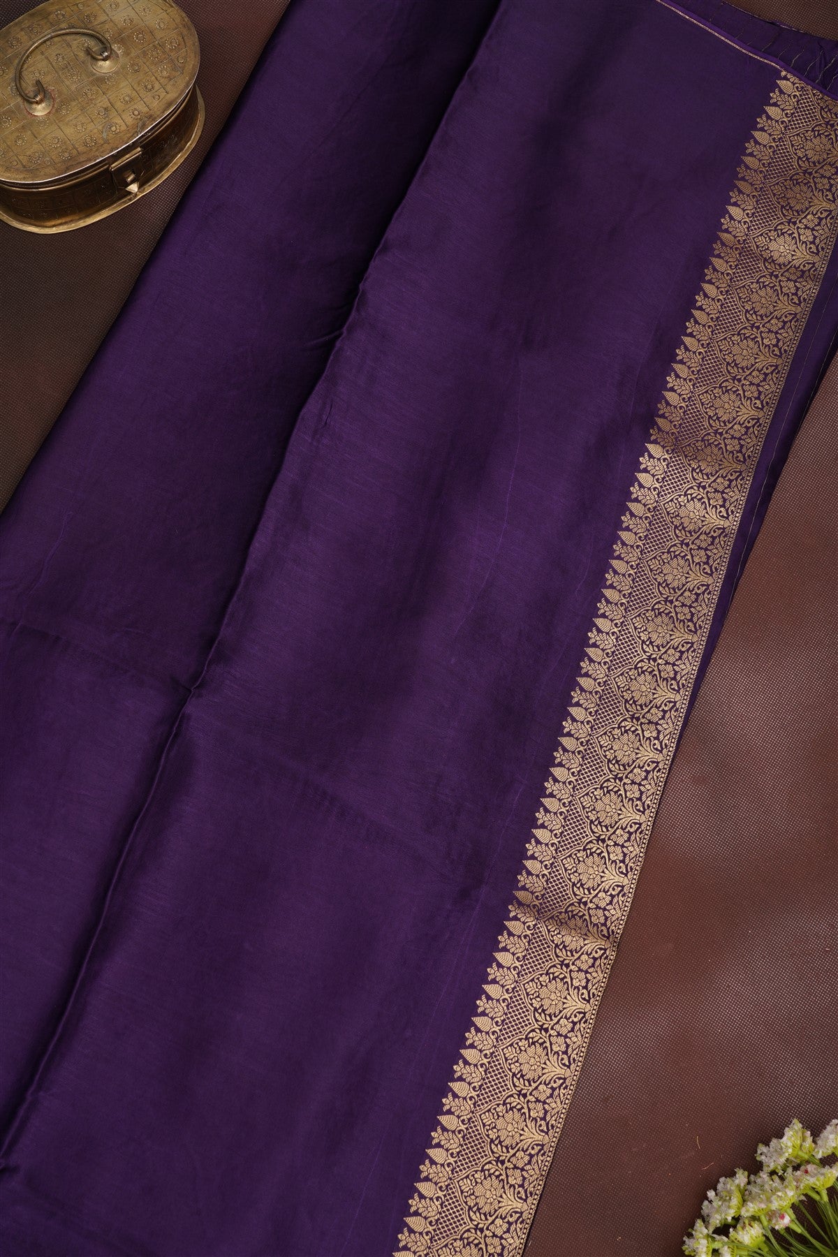 Banarasi Mashru Rust Saree