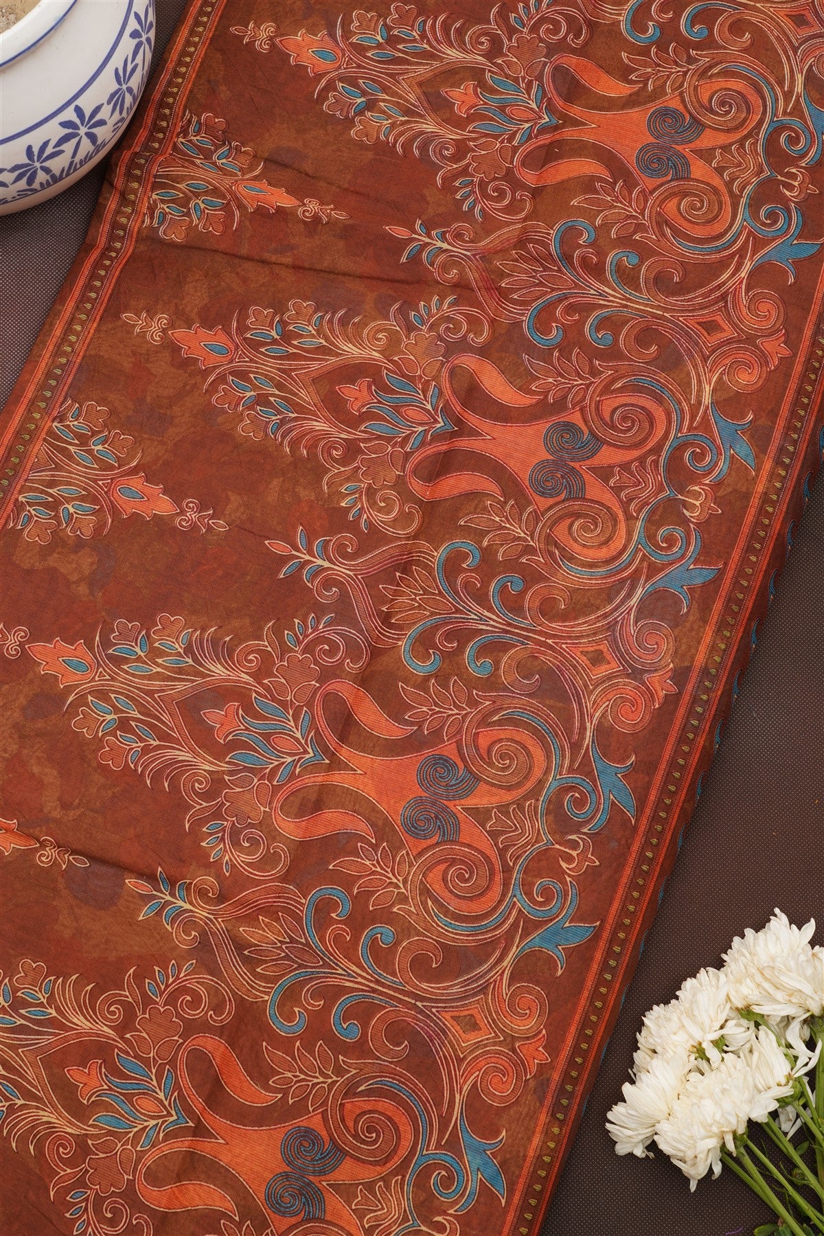 Fancy Cotton Cream Saree