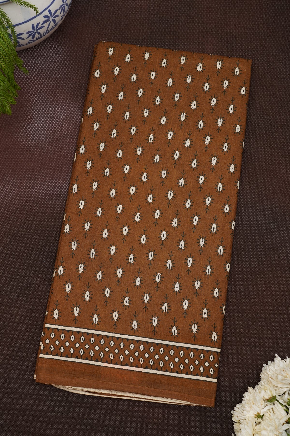 Fancy Cotton Brown Saree