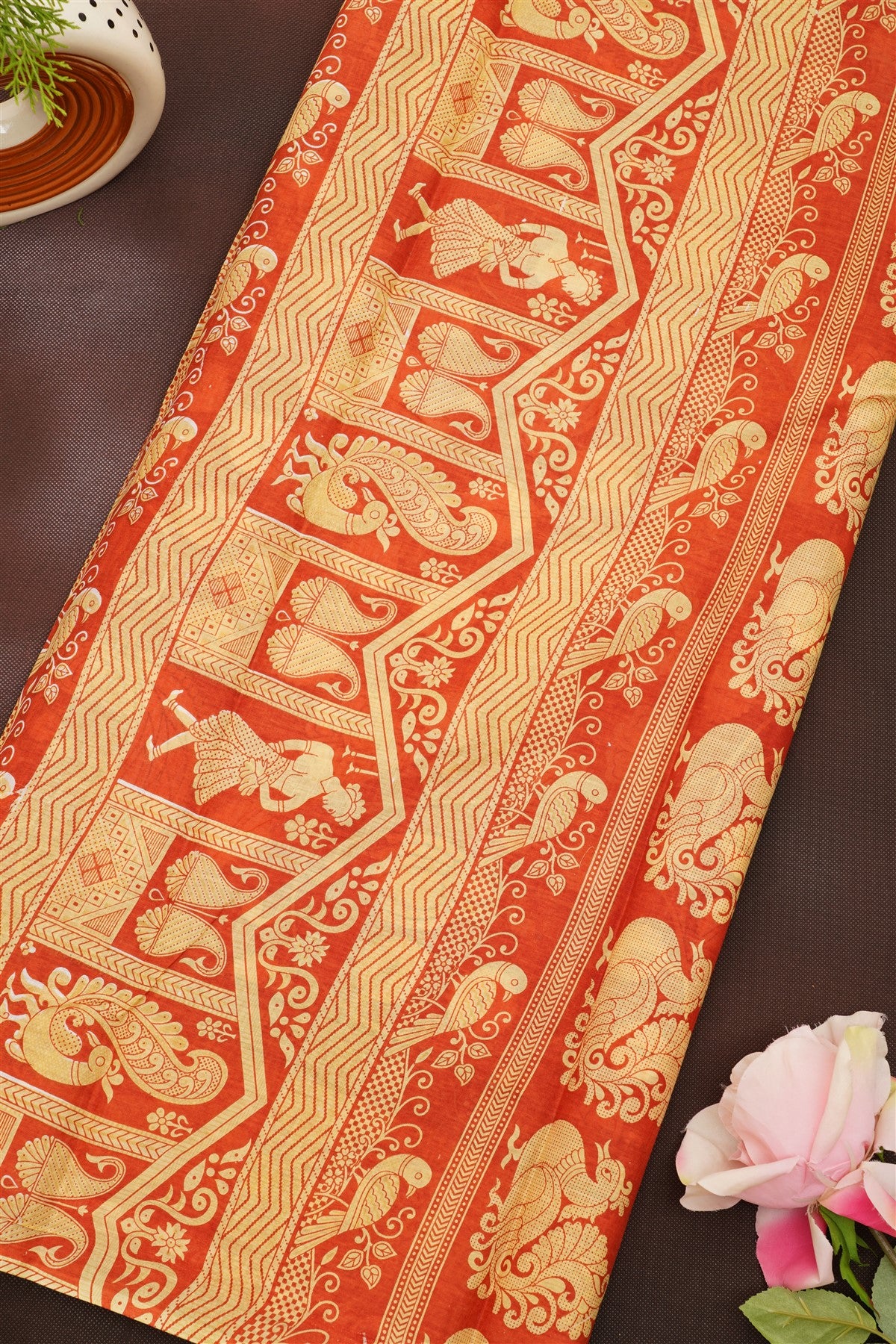 Fancy Cotton Rust Saree