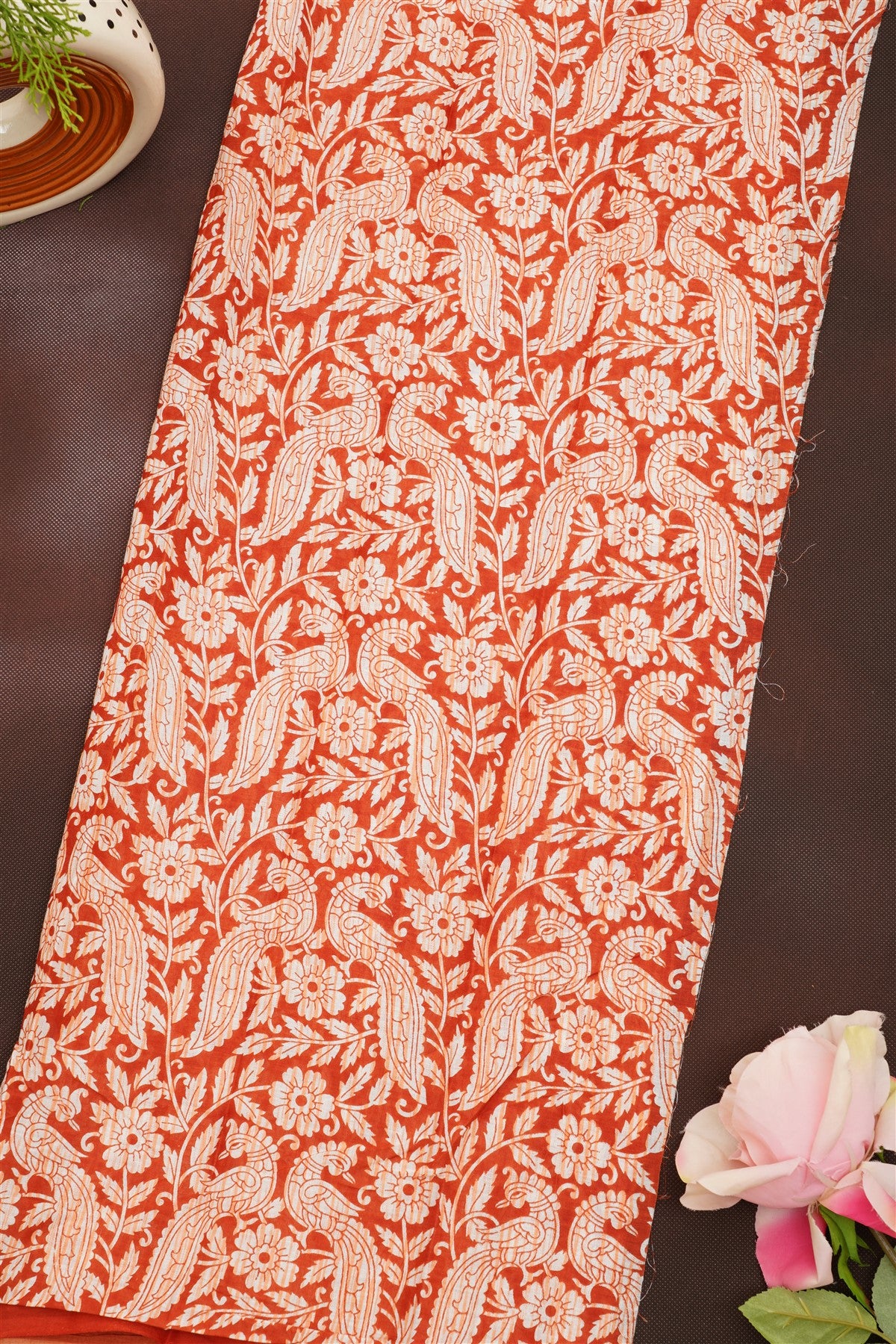 Fancy Cotton Rust Saree