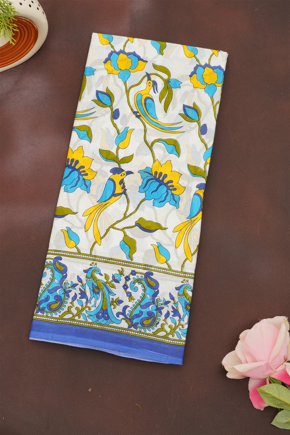 Fancy Cotton White Saree