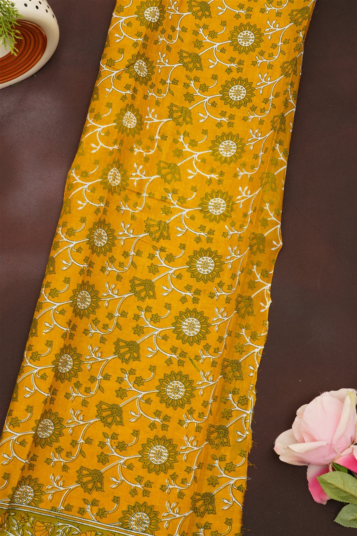 Fancy Cotton Lemon Yellow Saree