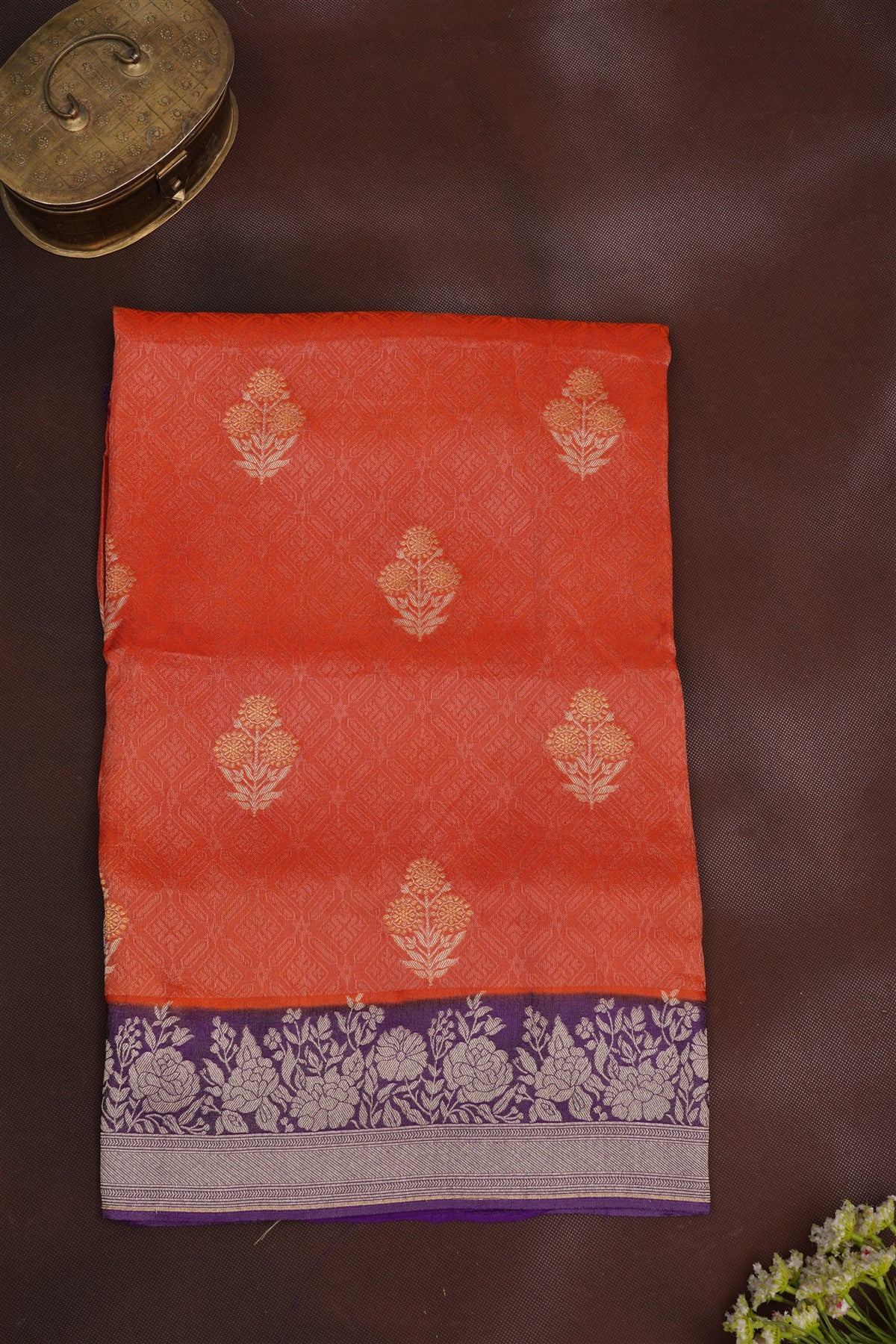 Banarasi Silk Dark Orange Saree