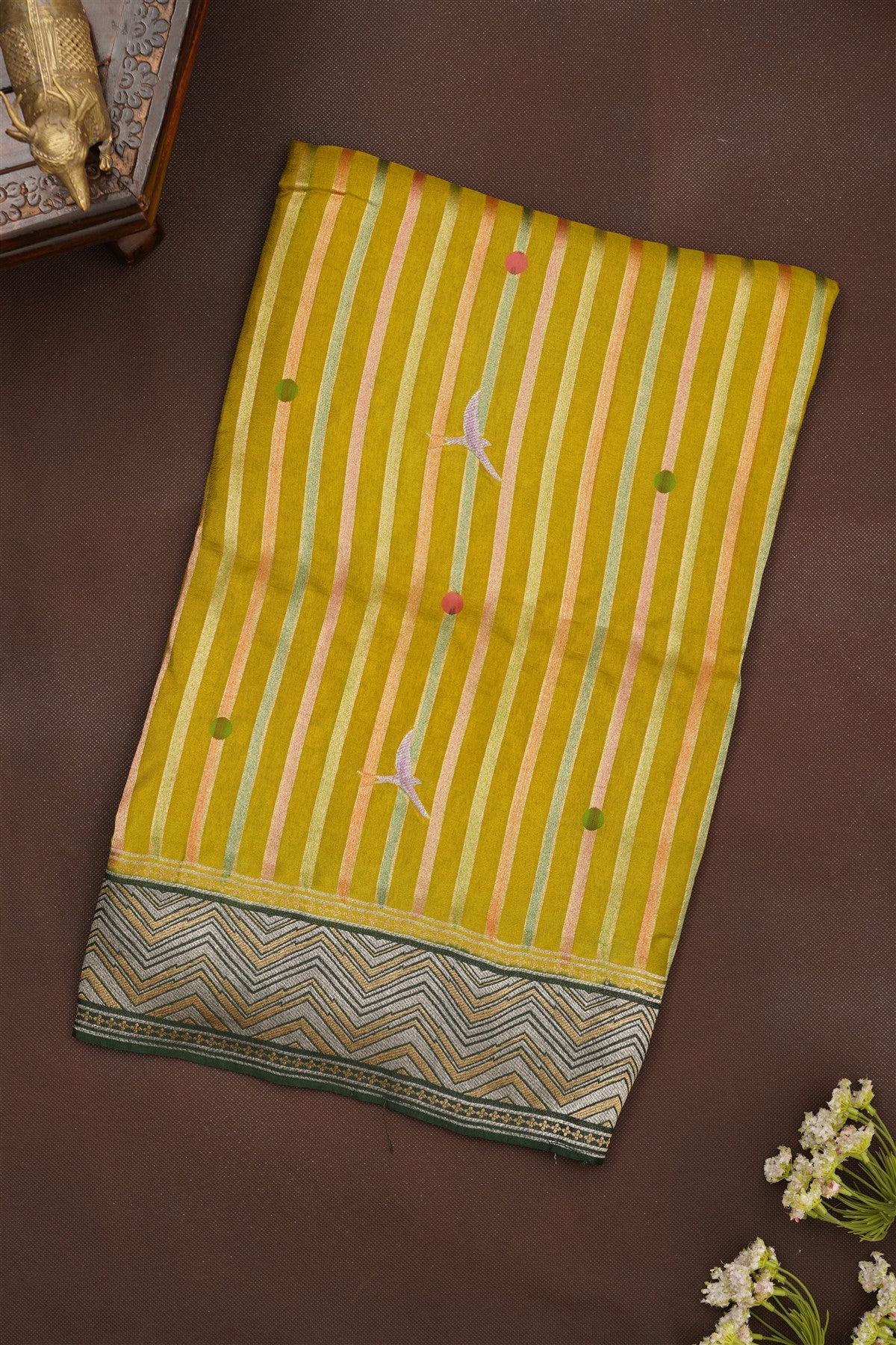 Banarasi Silk Olive Green Saree
