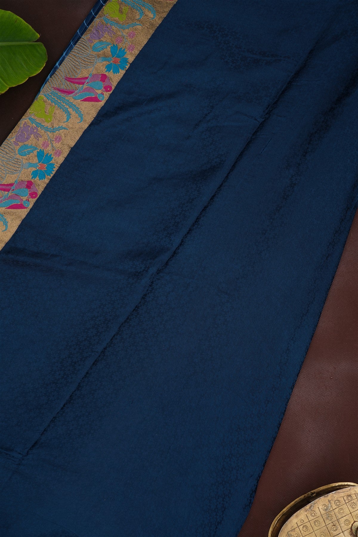 Banarasi Mashru Dark Blue Shibori Print Saree