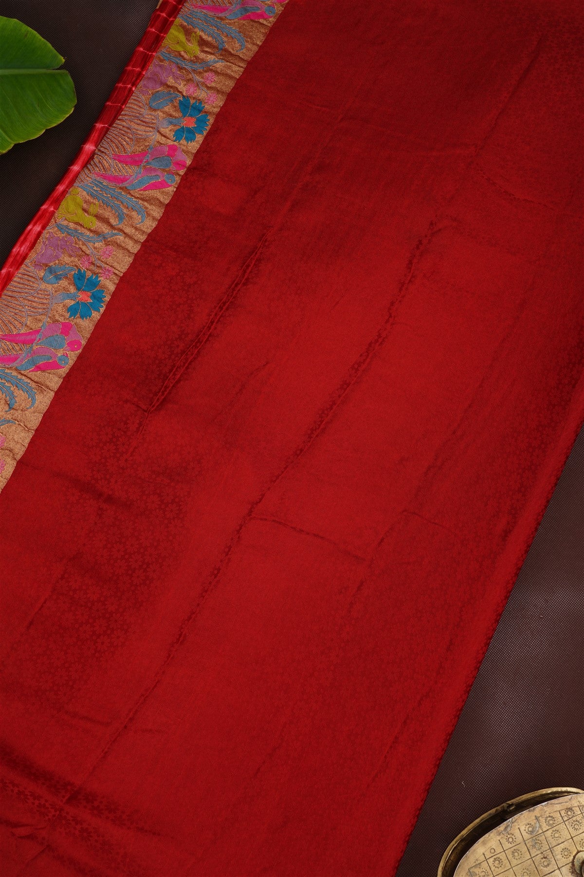 Banarasi Mashru Maroon Shibori Print Saree